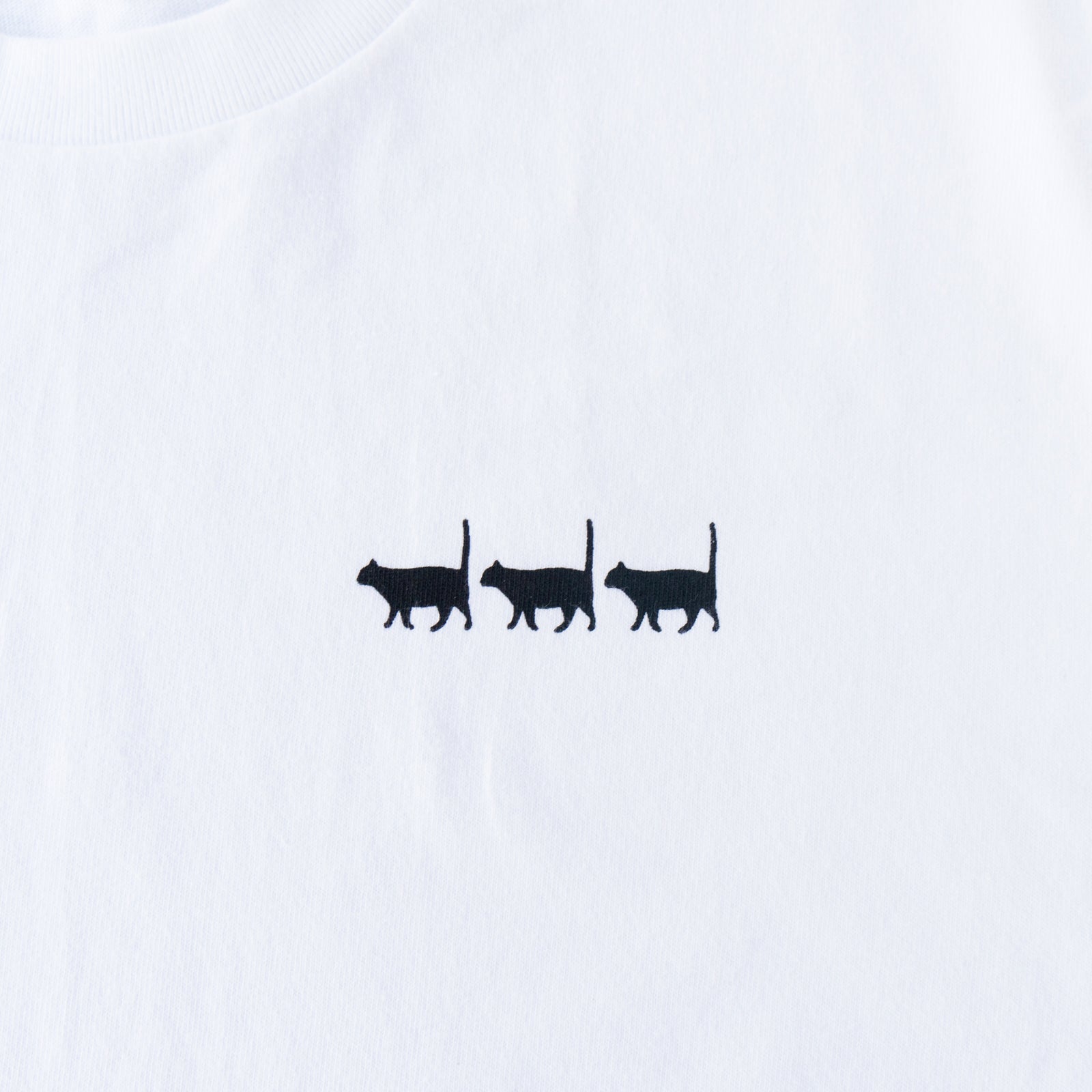 猫プリントロングTシャツ [黒猫の行進] / ホワイト -Philosophii &lt