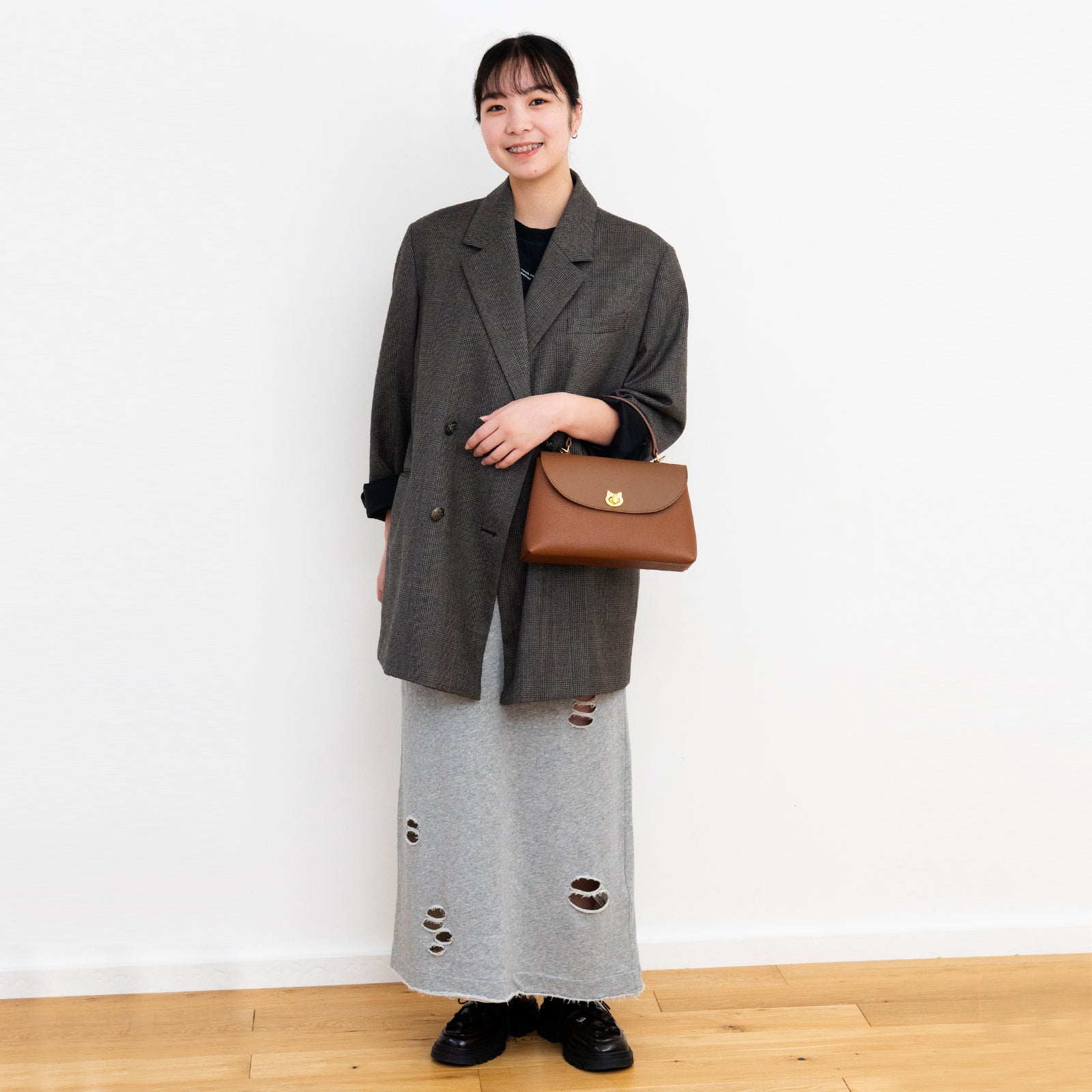 【受注販売：7/24(金)22:00～26(日)】【初回10%OFF】フラップコンビハンドバッグ  /  キャメル
