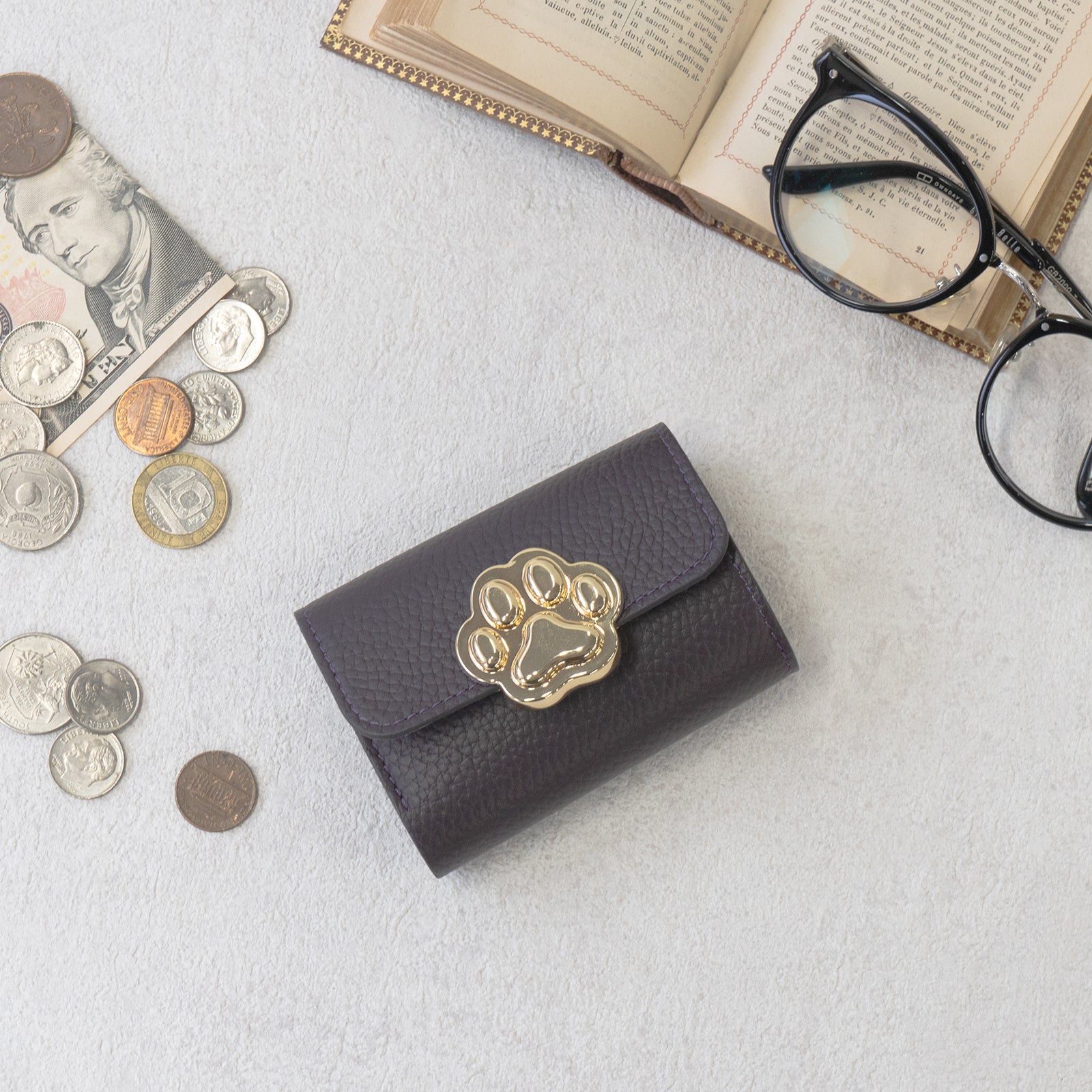 【Made to Order: Friday, July 3rd, 10:00 PM - Sunday, July 5th】PAW Plate Mini Wallet - Cuir Haché / Raisin