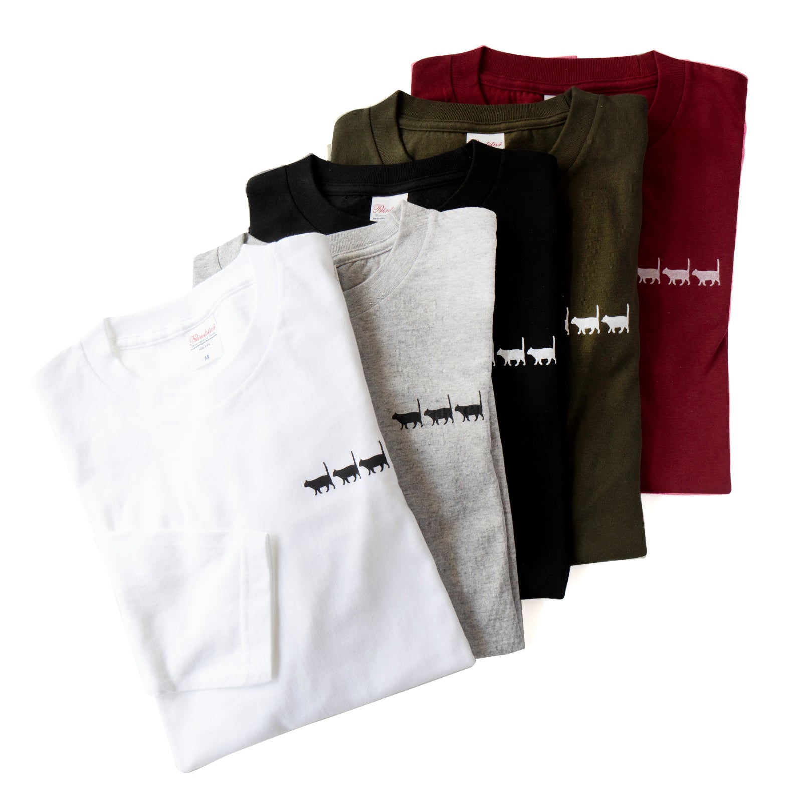 [10/22 (Tue) 1-day limited time only, pre-order sale] Cat print long T-shirt [White cat march] / Burgundy