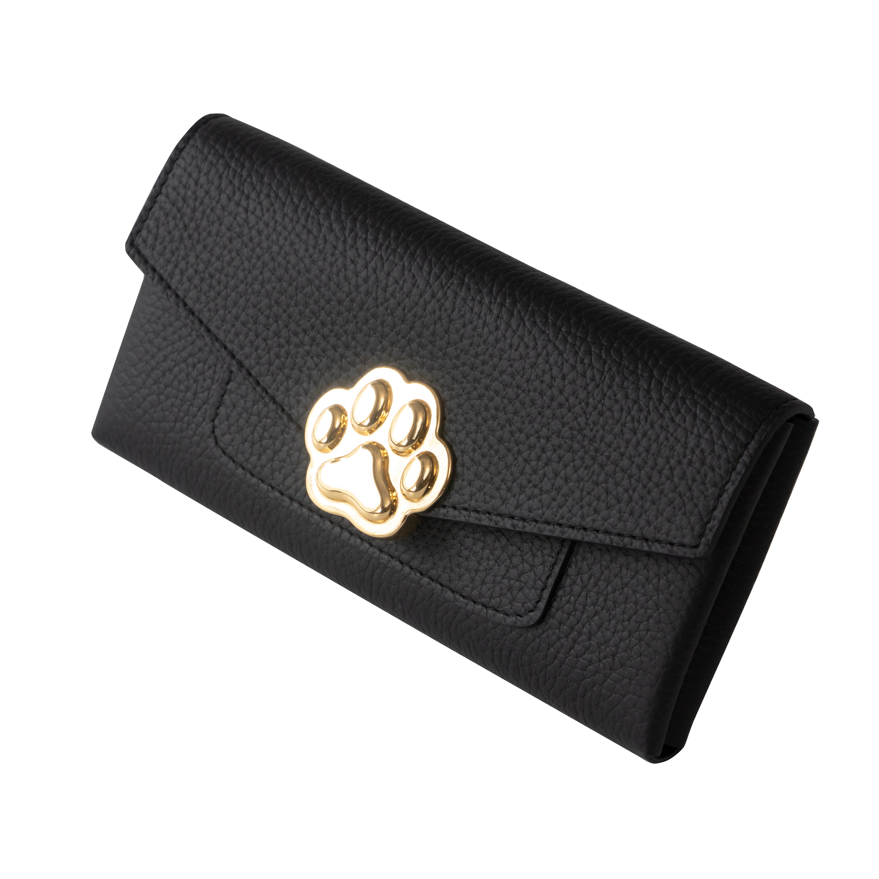 【受注販売：7/24(金)22:00～26(日)】【初回10%OFF】小さなレザーフラップ長財布・ミャウヴェル  /  ブラック