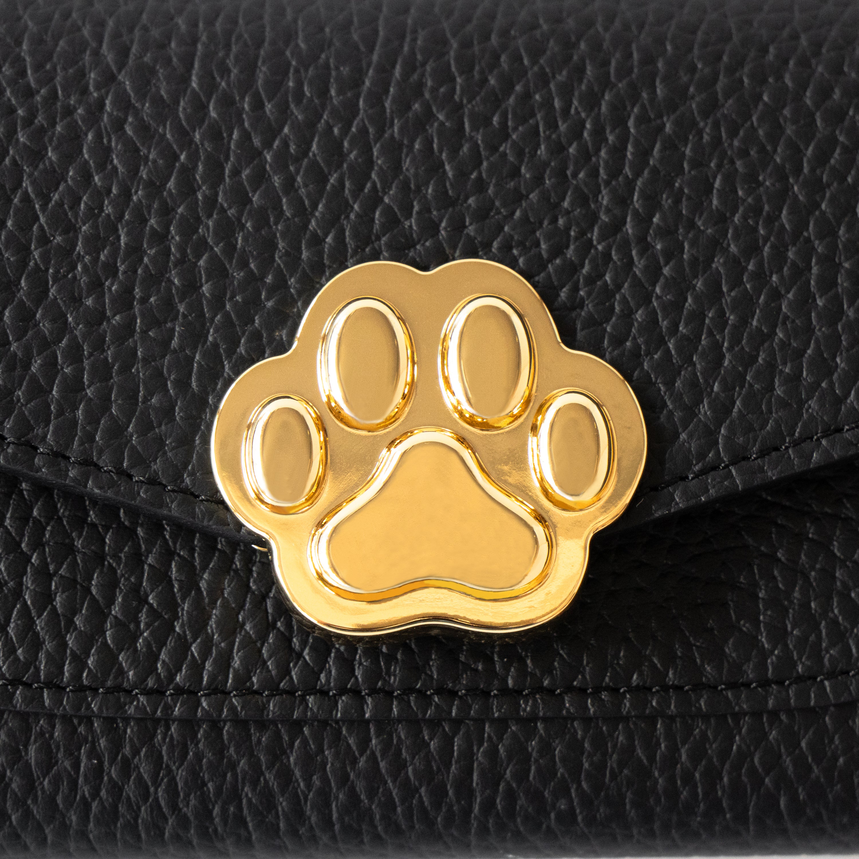 【受注販売：7/24(金)22:00～26(日)】【初回10%OFF】小さなレザーフラップ長財布・ミャウヴェル  /  ブラック