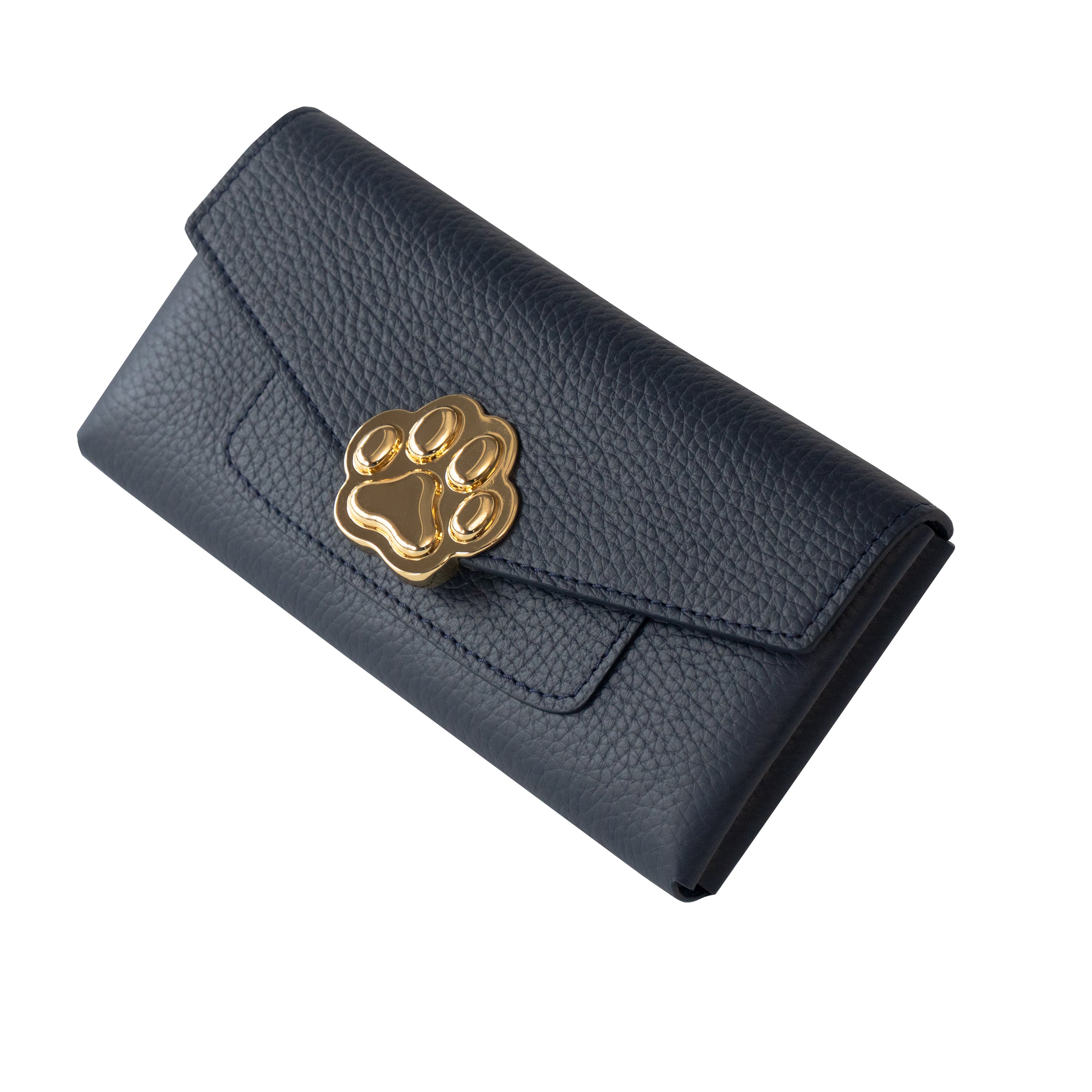 【受注販売：7/24(金)22:00～26(日)】【初回10%OFF】小さなレザーフラップ長財布・ミャウヴェル  /  ブルーニュイ