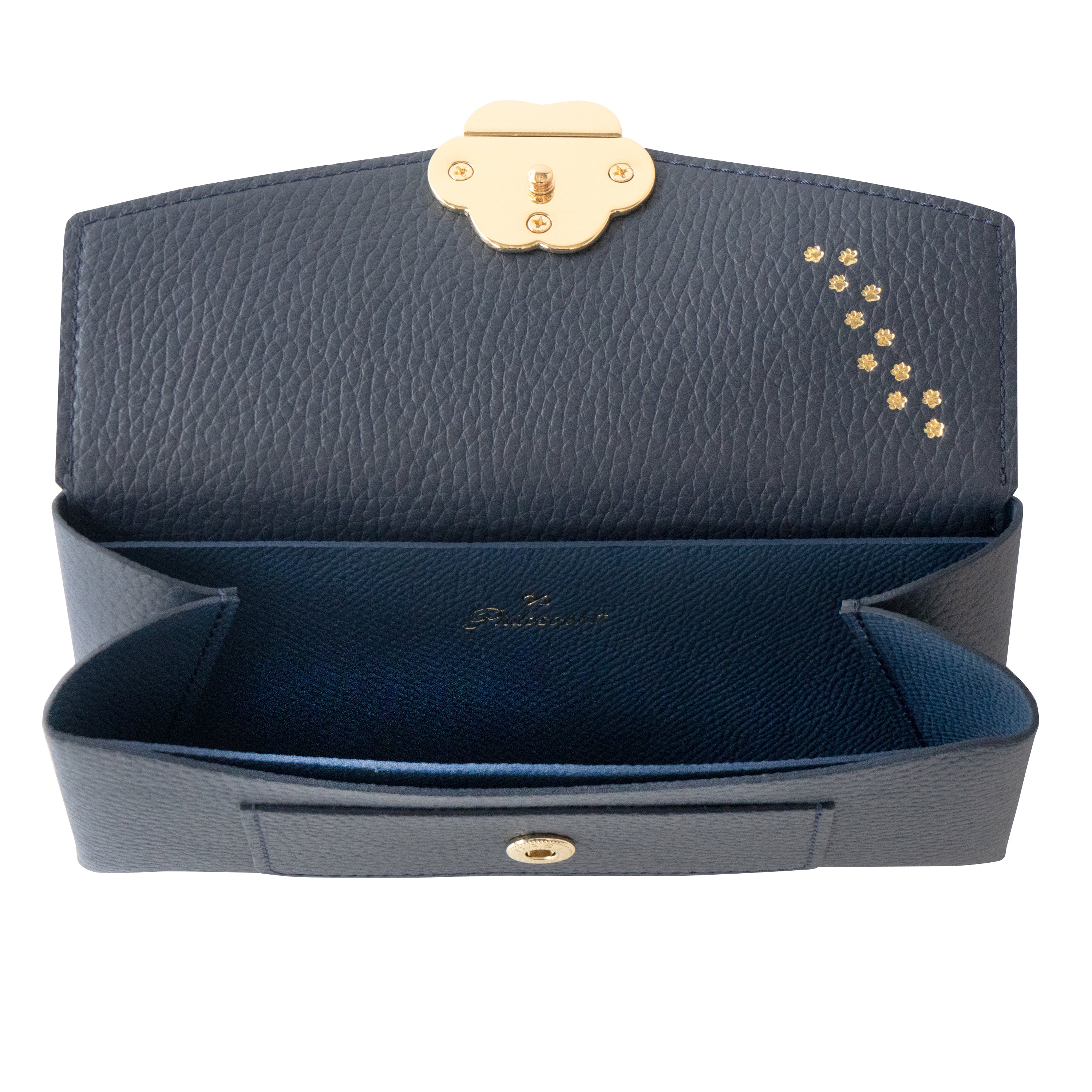 【受注販売：7/24(金)22:00～26(日)】【初回10%OFF】小さなレザーフラップ長財布・ミャウヴェル  /  ブルーニュイ