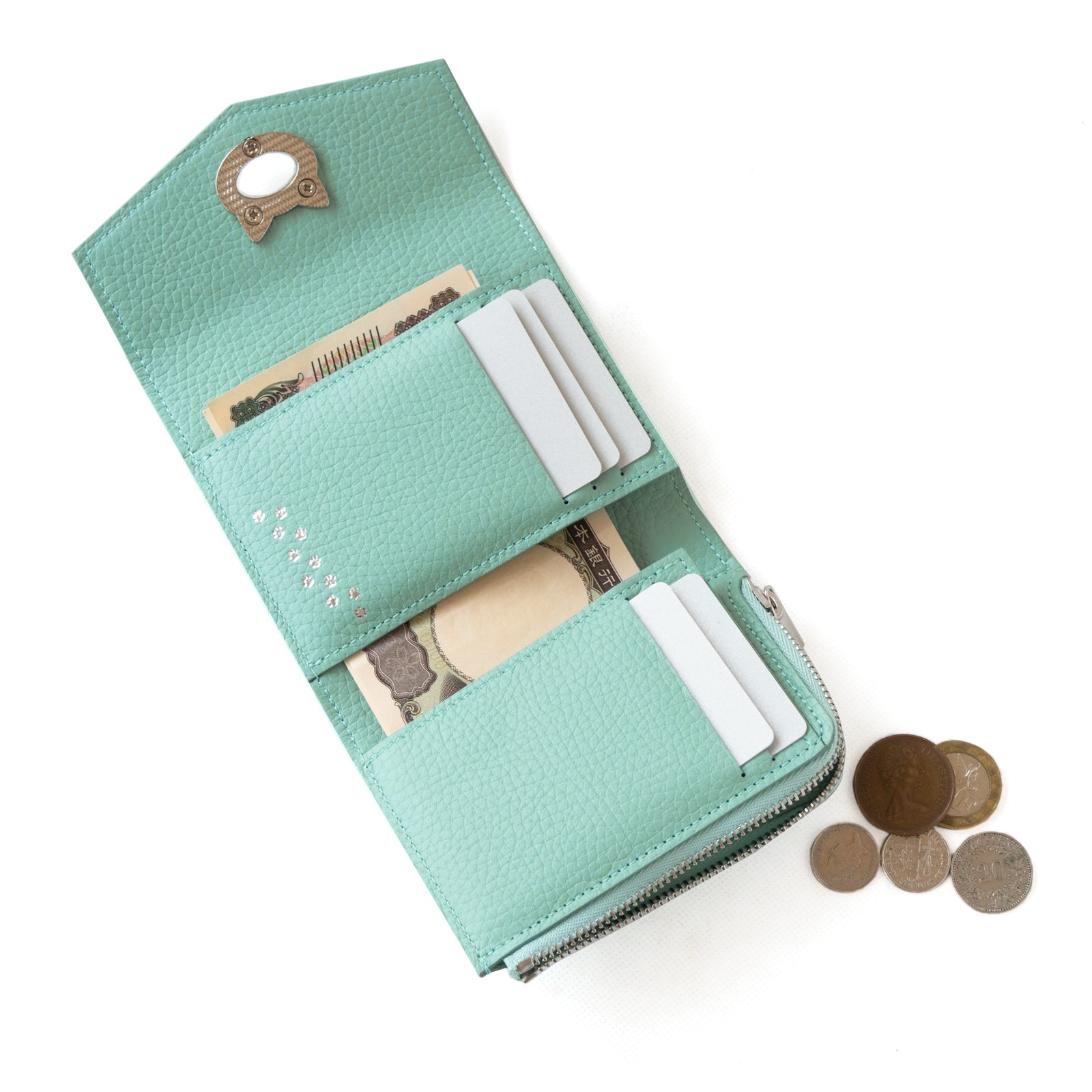 [9/22 (Sun) One-day only, pre-order sale] Handy Wallet Nyapera Grande Cuir Mache / Mint