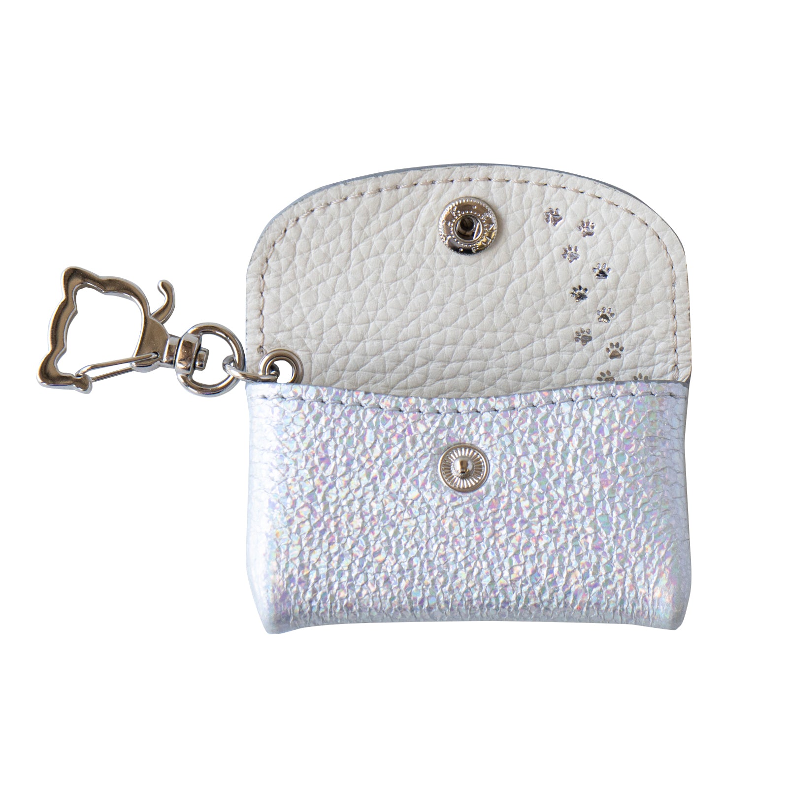[8/7 (Thu) 22:00 ~ 26-hour limited sale] Frunya Nano Prism Leather Flap Key Ring / Aurora Silver