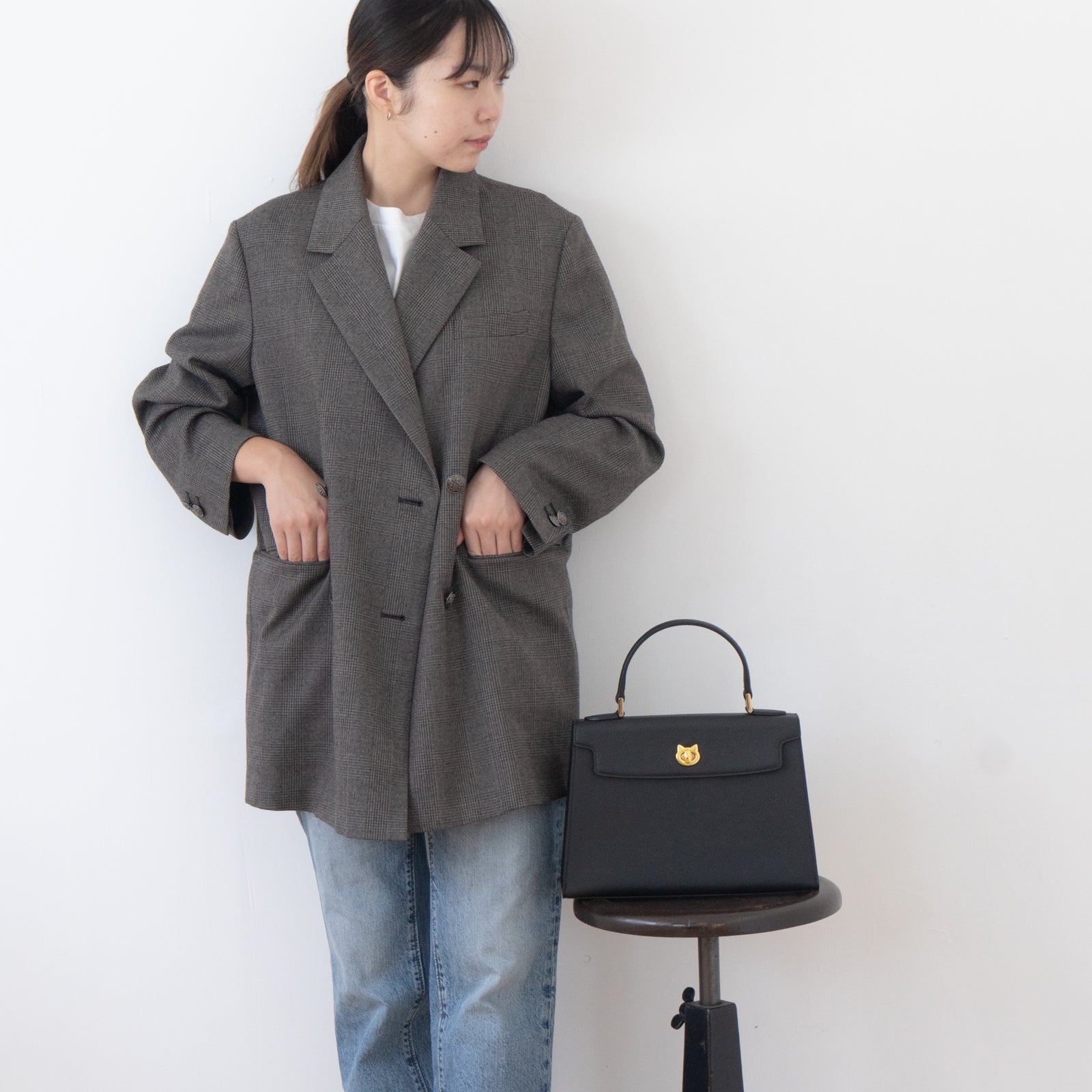 ハンドバッグ・ニャンパネラ30   キュイール・ミネルバ   /  ブラック [選べる金具]