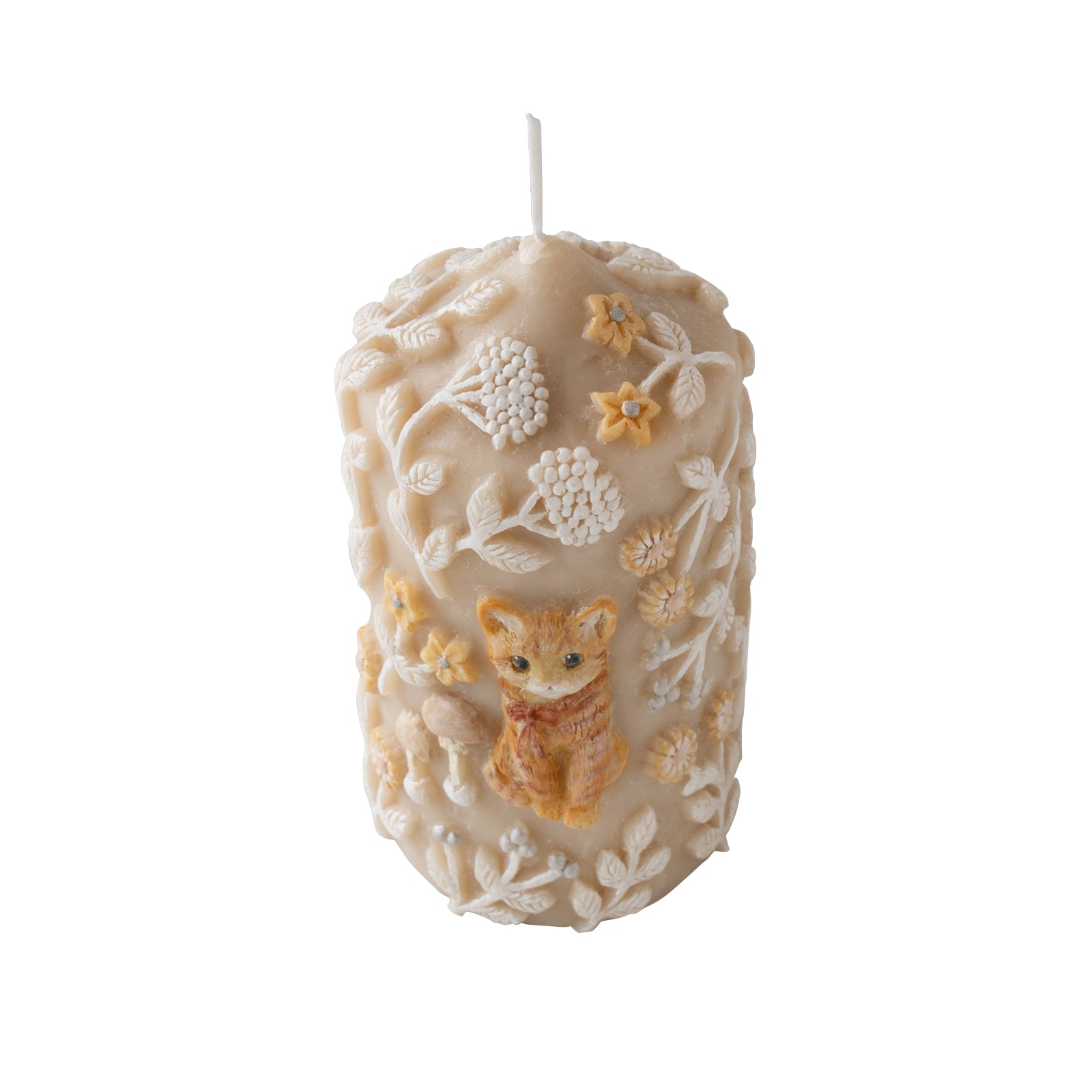 【10/22(火) 1日限定・受注販売 】[数量限定] SLOWEL CANDLE   レリーフキャンドル 「幸せな猫」/  ブラウン