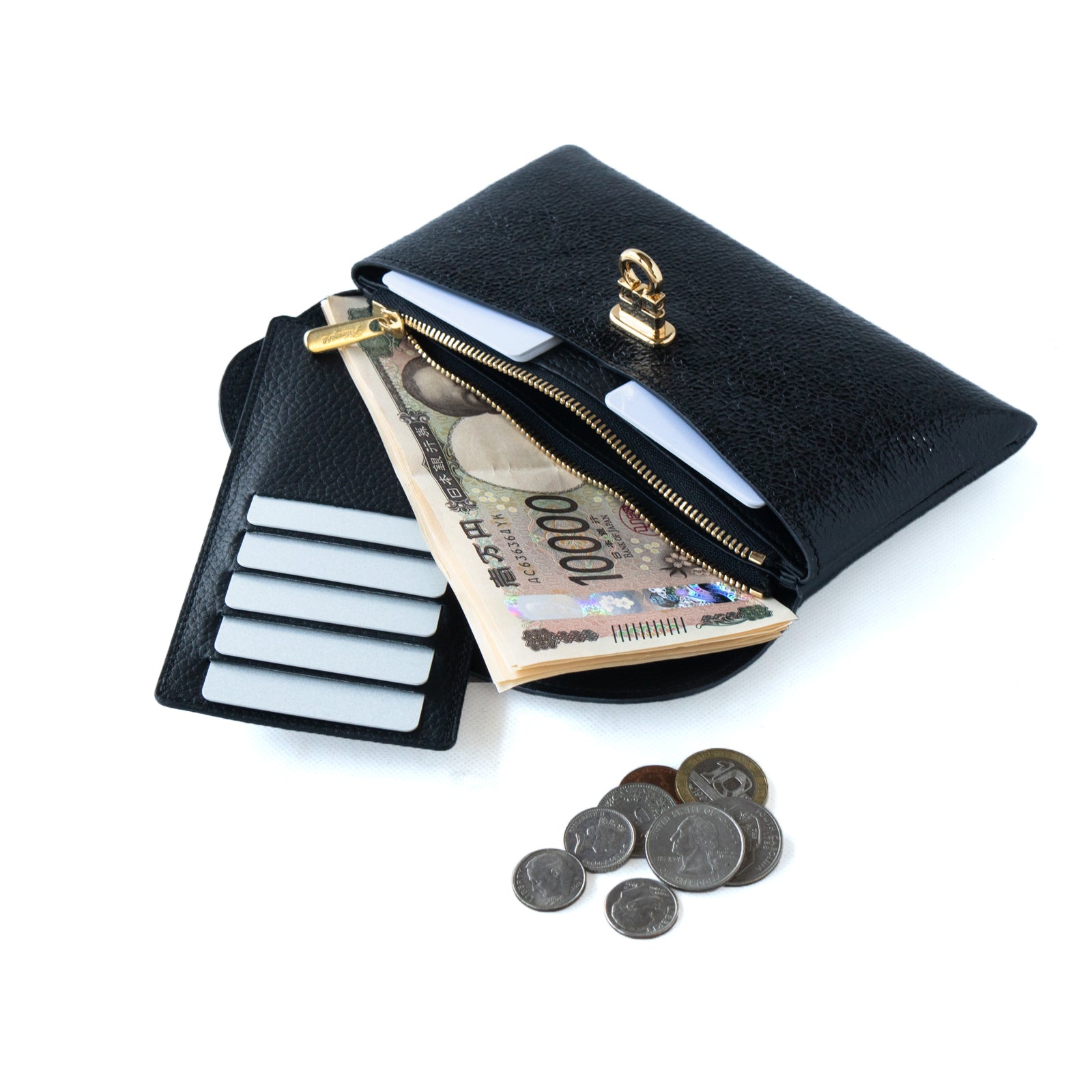 [Resale from 12/1 (Sun)] Flap Wallet Fleur Long (with inner card case and back pocket) Prism Leather / Black