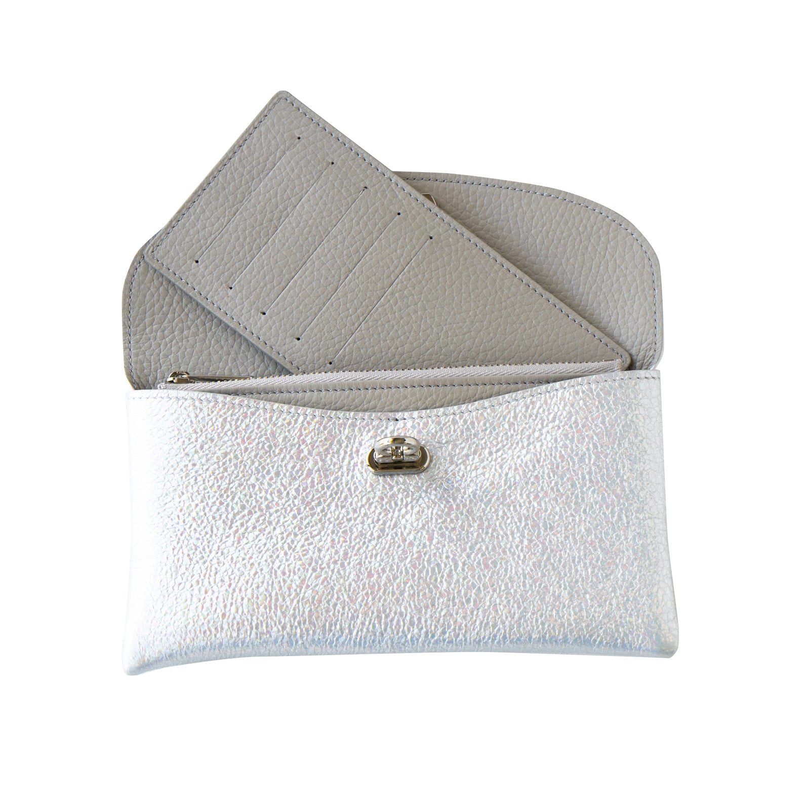 [Resale from 12/1 (Sun)] Flap Wallet Fleur Long (with inner card case and back pocket) Prism Leather / Aurora Silver