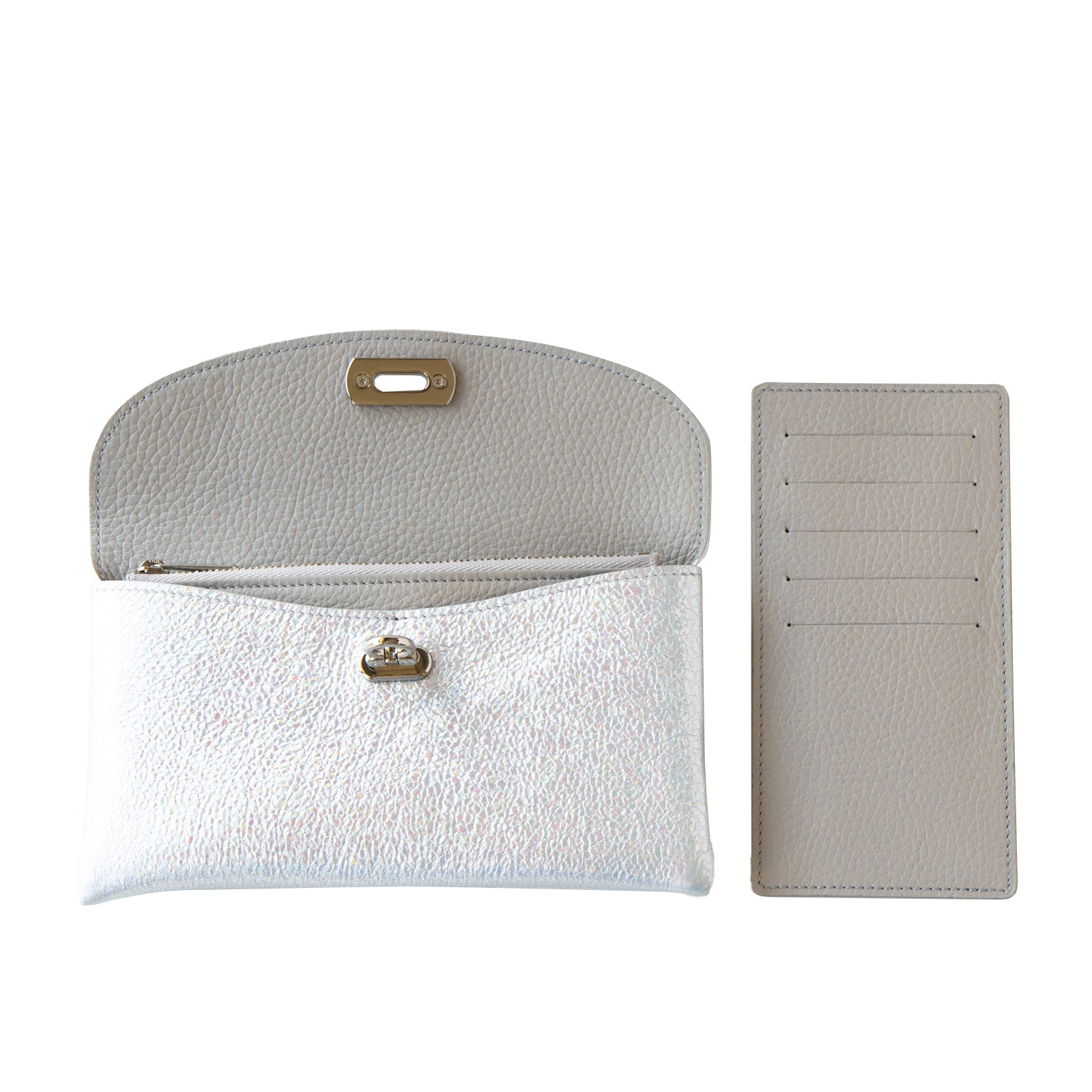 [Resale from 12/1 (Sun)] Flap Wallet Fleur Long (with inner card case and back pocket) Prism Leather / Aurora Silver