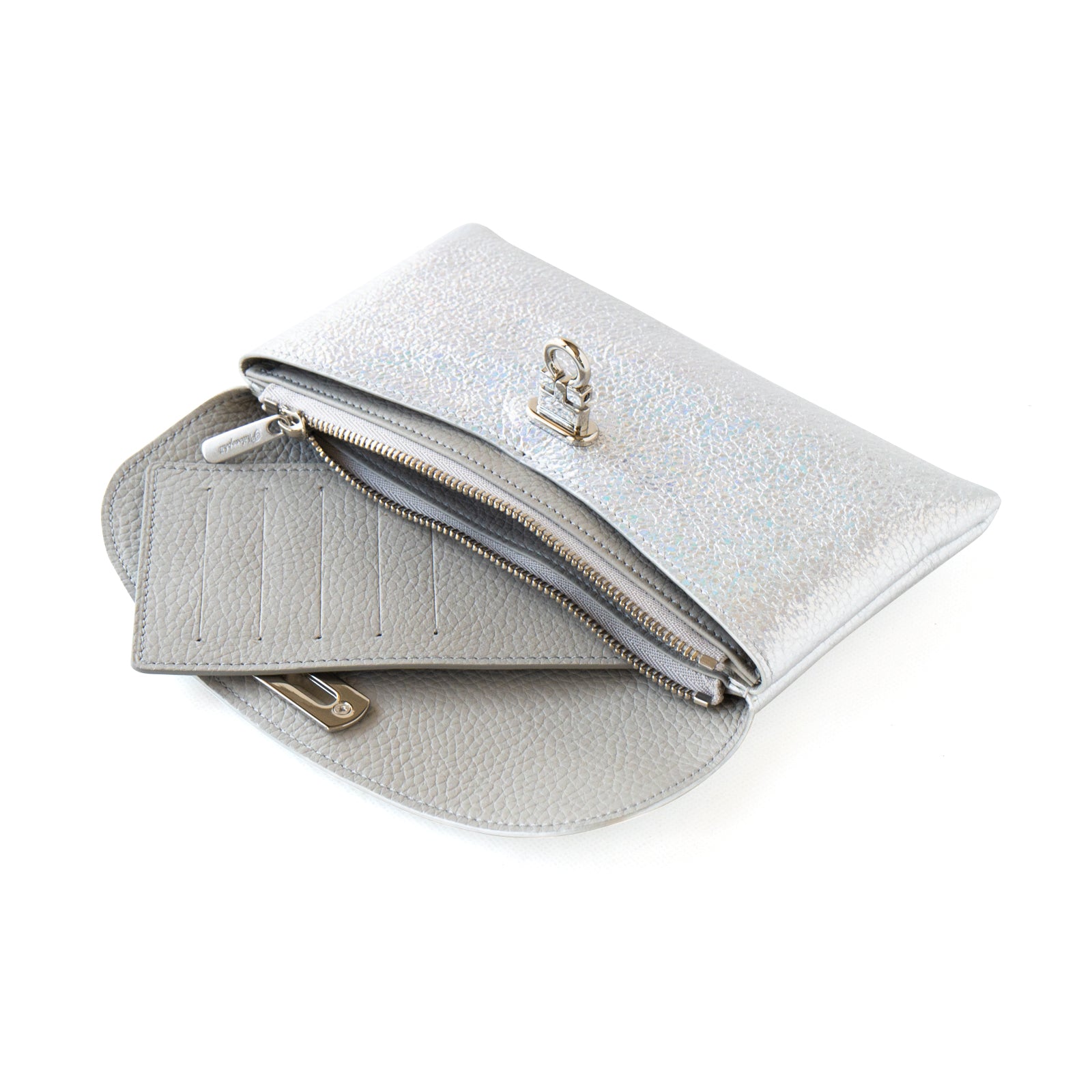 [Resale from 12/1 (Sun)] Flap Wallet Fleur Long (with inner card case and back pocket) Prism Leather / Aurora Silver