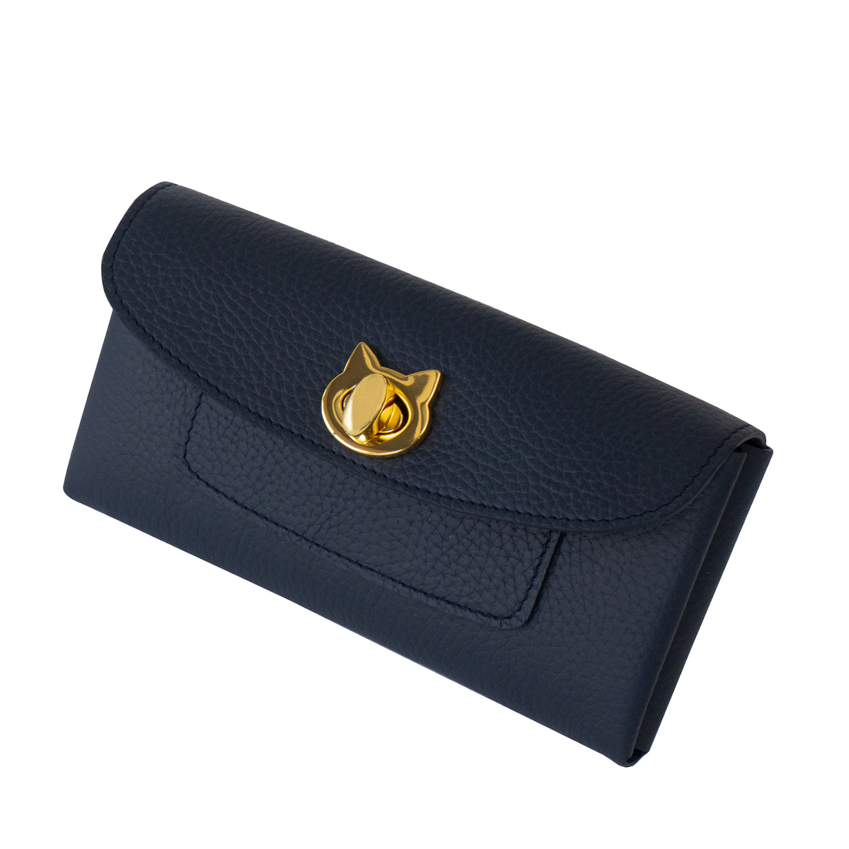 【受注販売：10/9(金)22:00〜13(火)】小さなレザーフラップ長財布・ミャウヴェルロック　キュイール・マッシュ  /  ブルーニュイ
