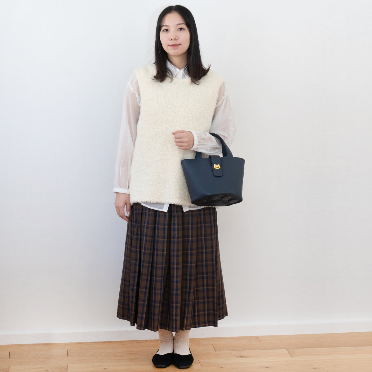 Bucket Bag PAW / Cuir Mach / Bleu Nuit