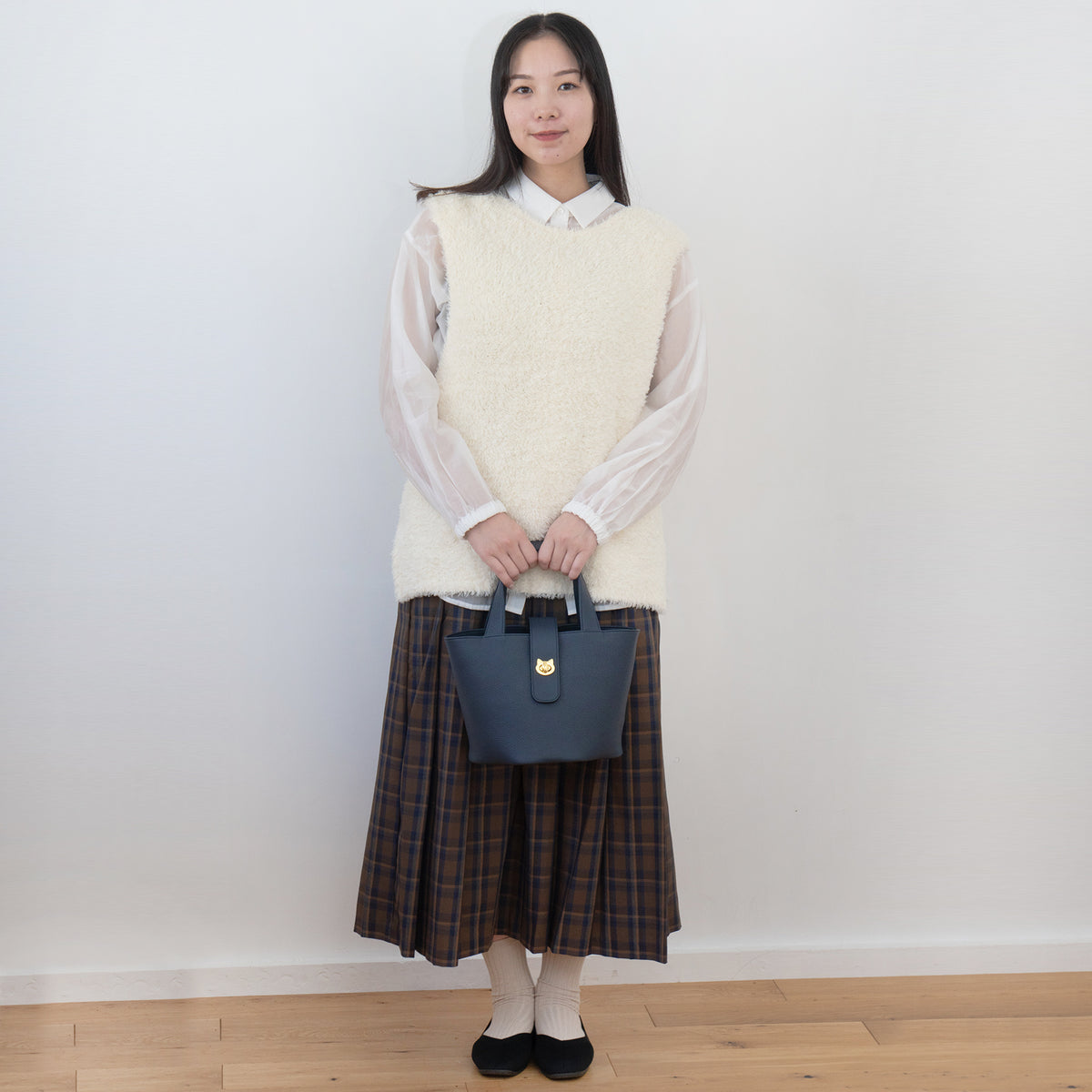 Bucket Bag PAW / Cuir Mach / Bleu Nuit