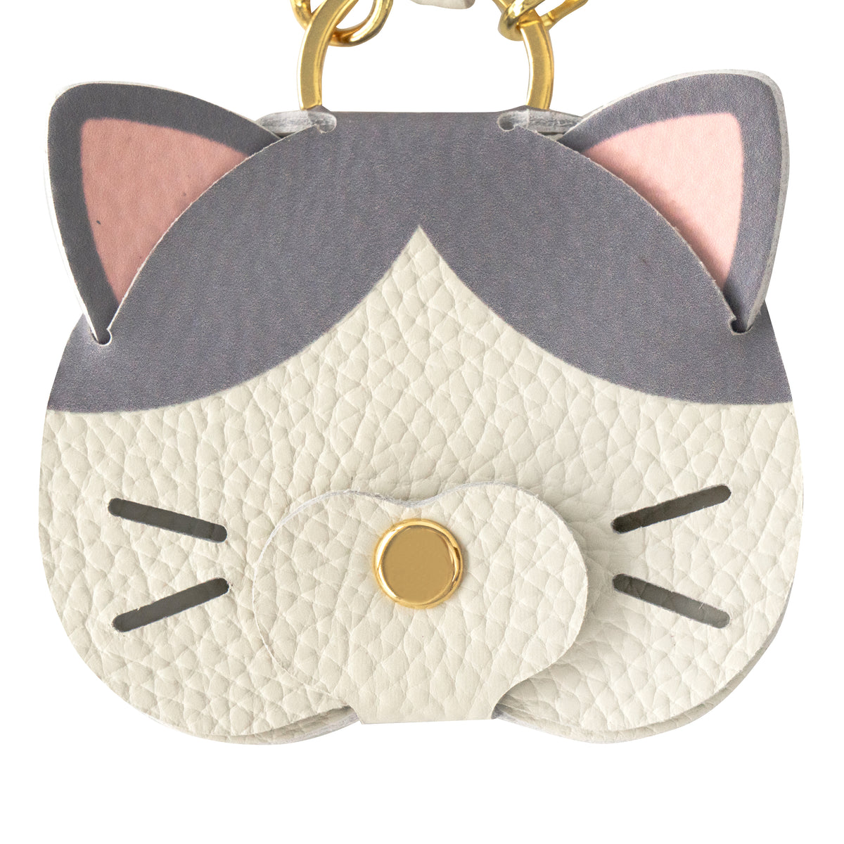【Made-to-order: 10/23 (Fri) 22:00 - 10/26 (Mon)】 Printed Cat Face Charm / Bicolor (Gray)
