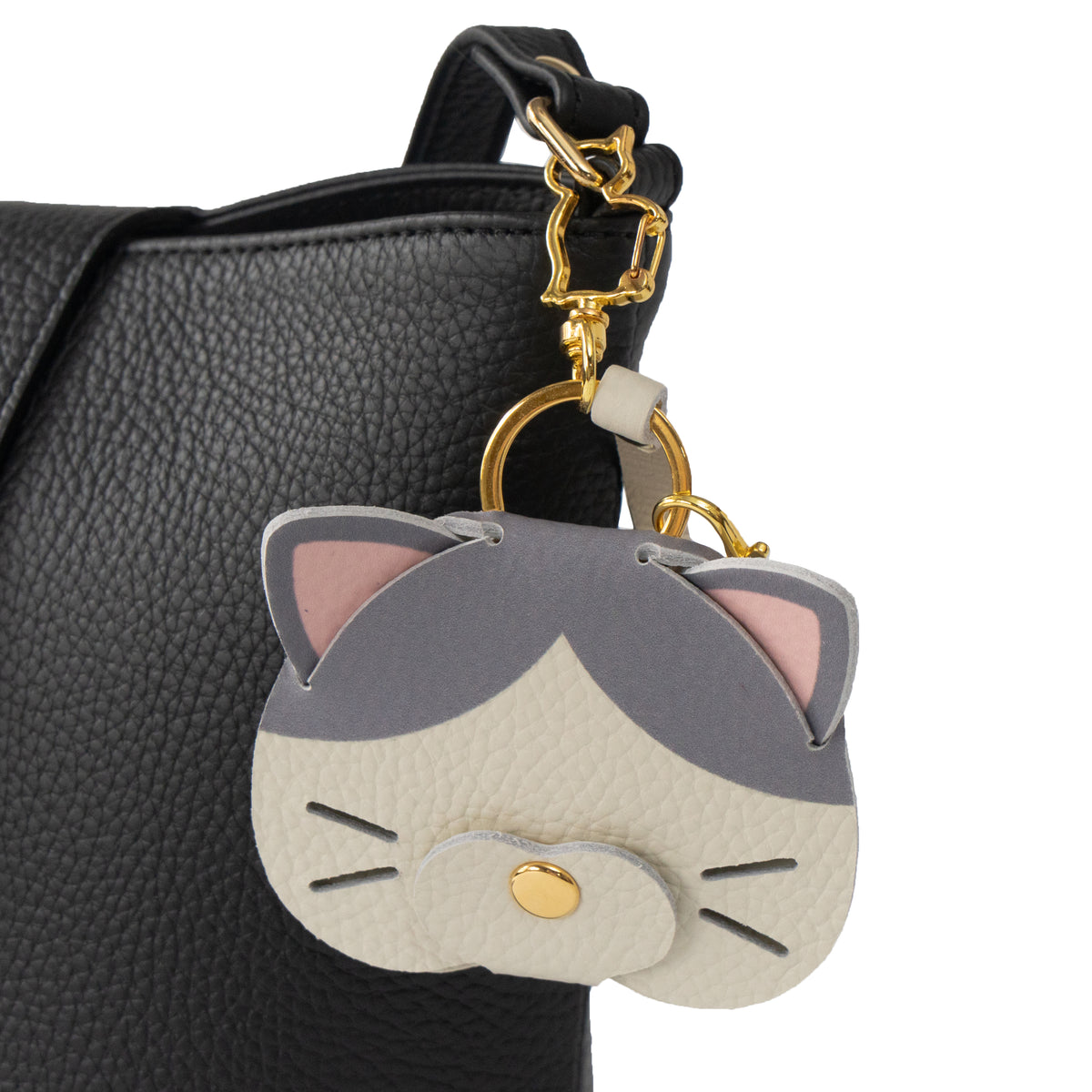 【Made-to-order: 10/23 (Fri) 22:00 - 10/26 (Mon)】 Printed Cat Face Charm / Bicolor (Gray)