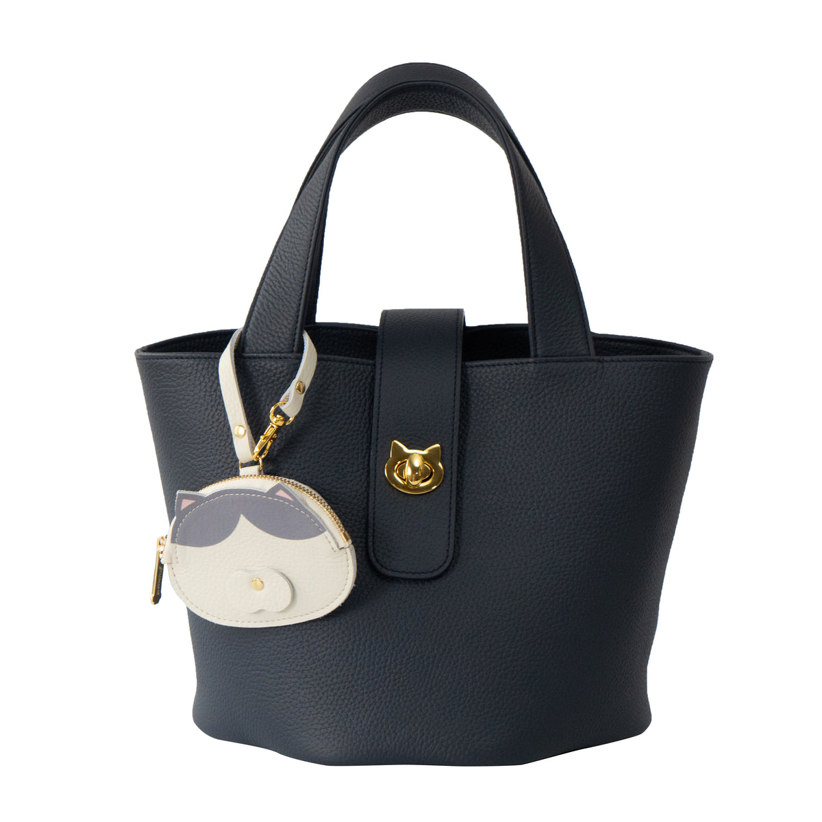 [Made-to-order: 10/23 (Fri) 22:00 - 26 (Mon)] Printed Cat Face Coin Case / Hachiware (Grey)