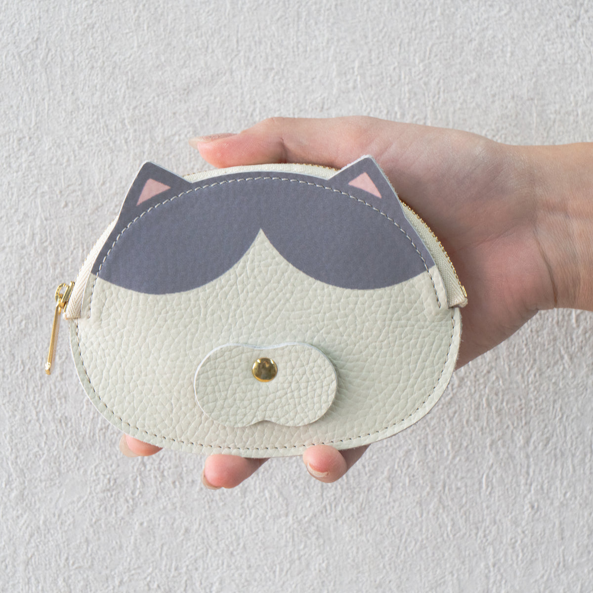 [Made-to-order: 10/23 (Fri) 22:00 - 10/26 (Mon)] Printed Nyan Face Pouch / Hachiware (Gray)