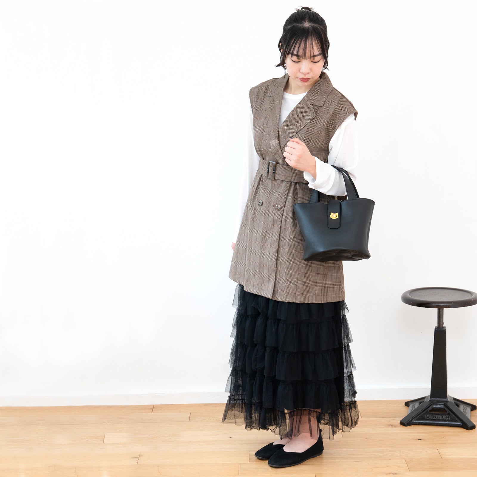 [NEW]バケットバッグ  PAW (パウ)   キュイール・マッシュ / ブラック [選べる金具]