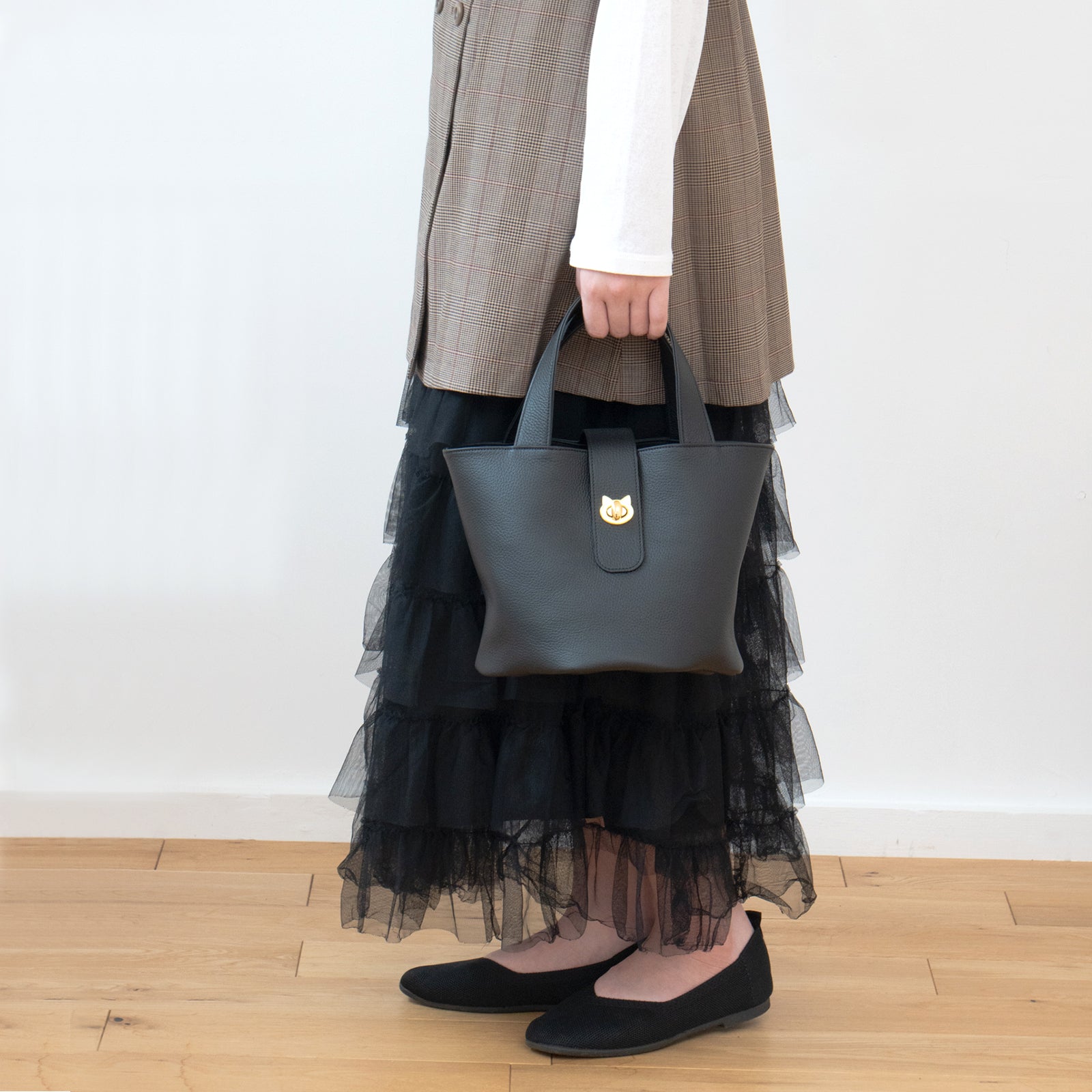 バッグ 猫 パウ キュイールマッシュ ブラック ブラック金具 ショルダーバッグ PAW (パウ) キュイール・マッシュ / ブラック