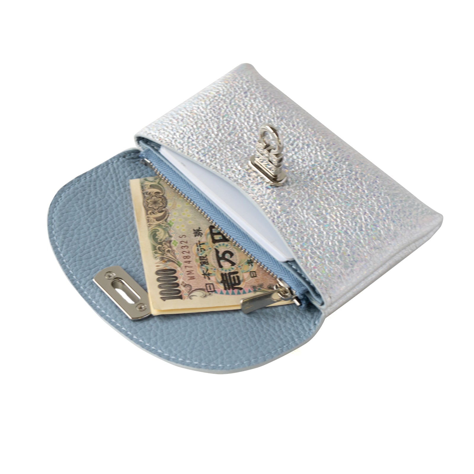 [Year-end Thanksgiving Sale] Flap Wallet Fleur Medium Prism Leather / Aurora Silver