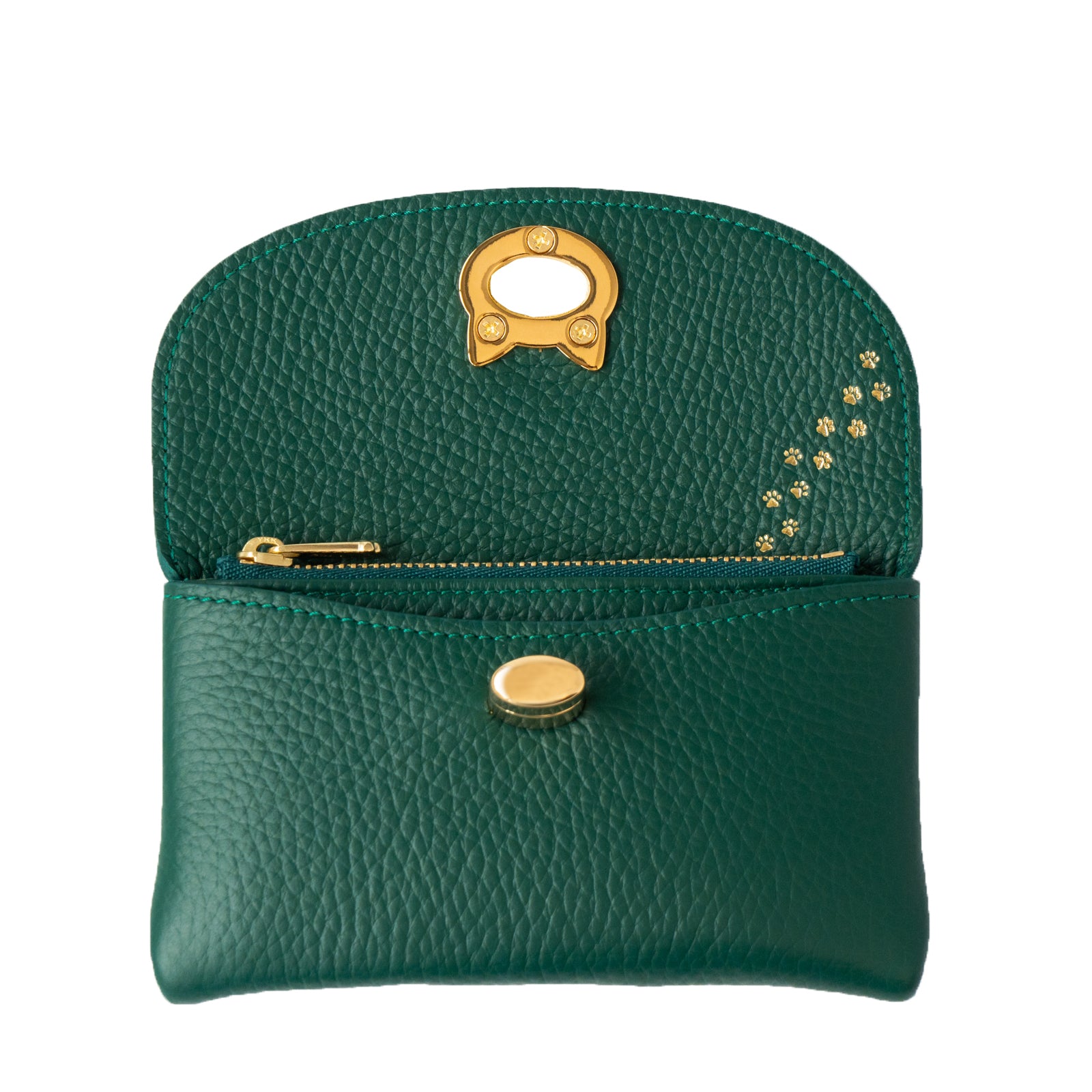 フラップウォレット・フルーニャ ミディアム　キュイール・マッシュ / エメラルド