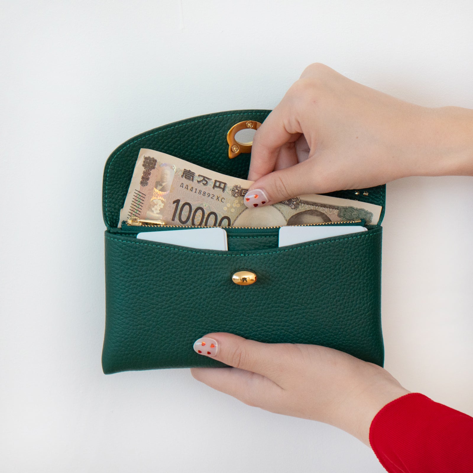 フラップウォレット・フルーニャ ロング    キュイール・マッシュ / エメラルド