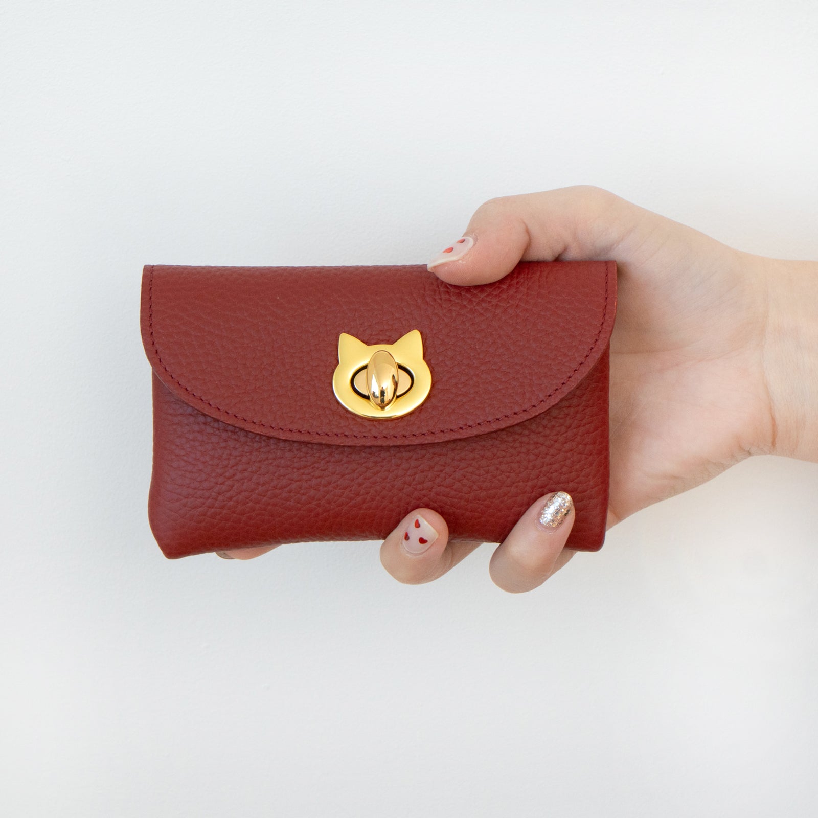 フラップウォレット・フルーニャ ミディアム　キュイール・マッシュ / ボルドー