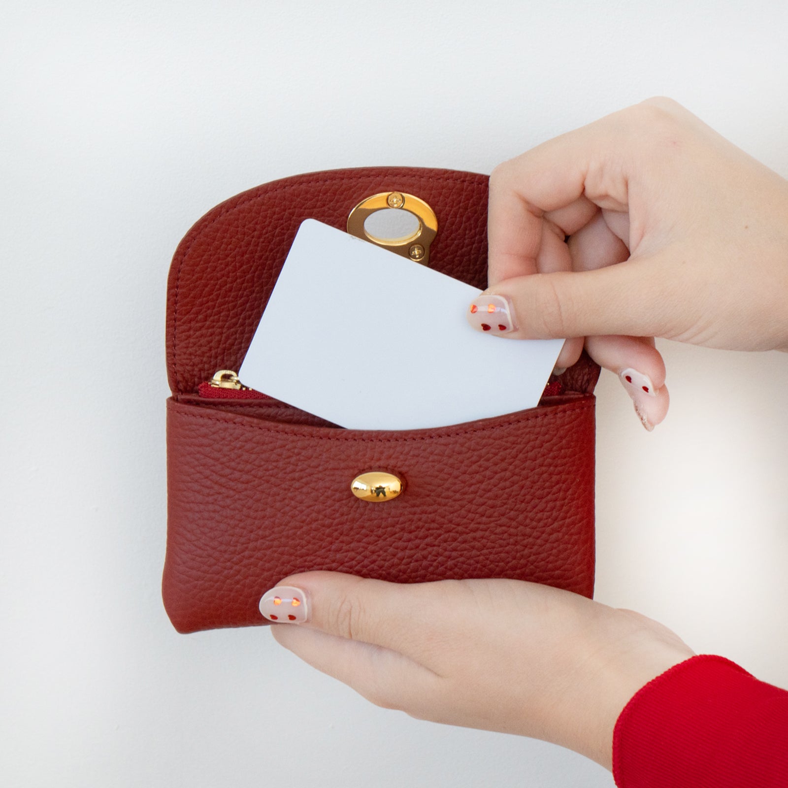 フラップウォレット・フルーニャ ミディアム　キュイール・マッシュ / ボルドー