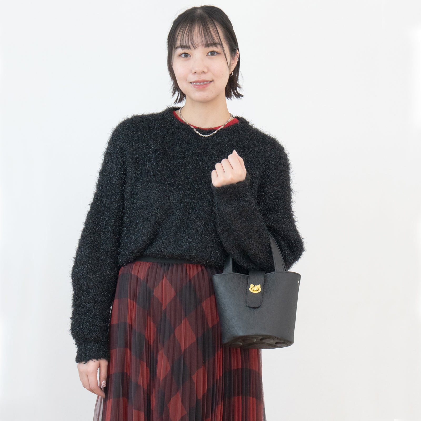 【12/7(日)22:00～ 26時間限定販売】【数量限定】 チェーンショルダー付きミニバッグ・PAW  (パウ)   / ブラック [選べる金具]