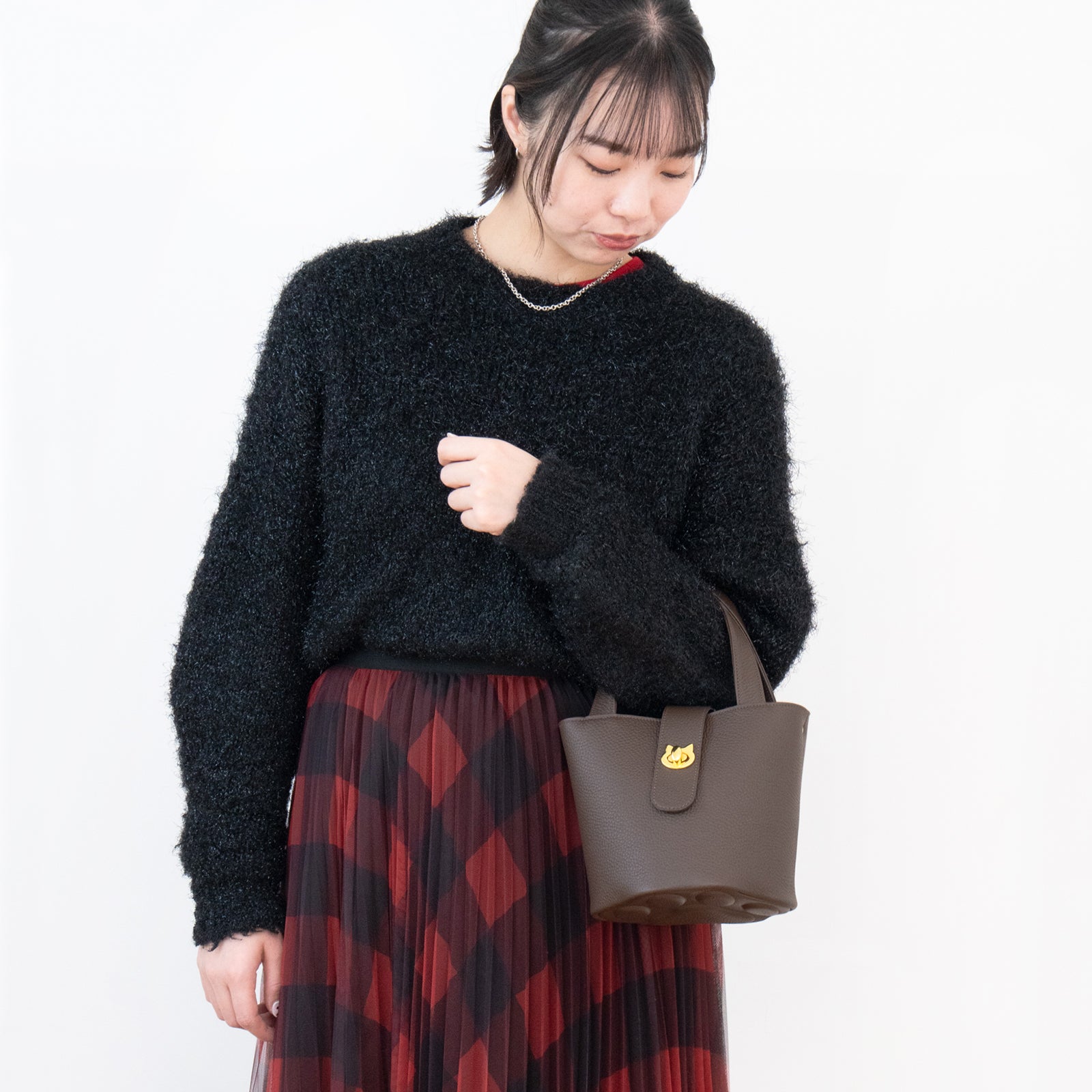 PAW Cuir Mache Mini Bag with Chain Shoulder Strap / Chocolate 