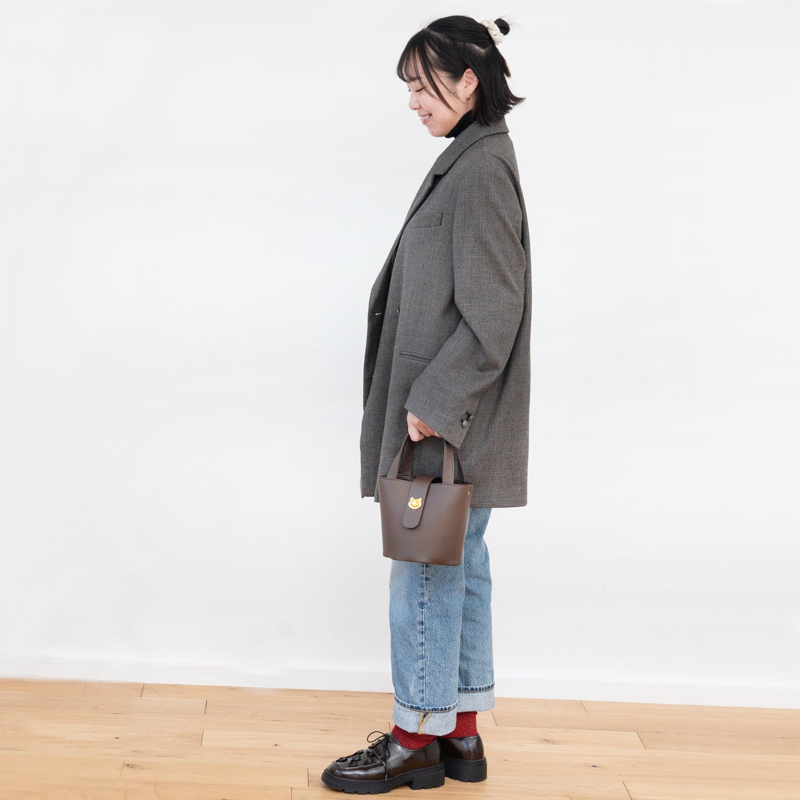 PAW Cuir Mache Mini Bag with Chain Shoulder Strap / Chocolate 