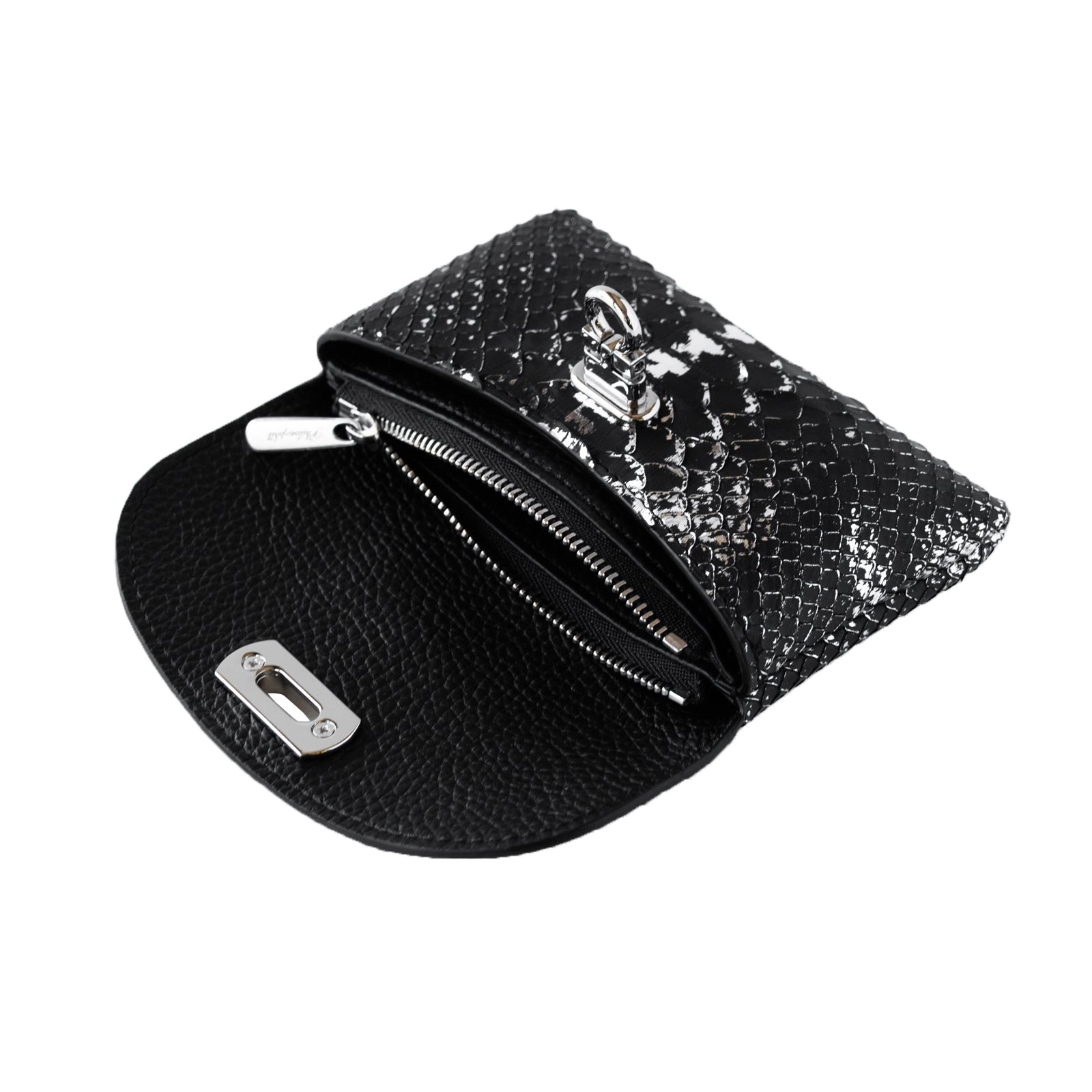 [Pre-order sale 1/1 (Wed) ~ 1/3 (Fri)] Flap Wallet Fleur Medium Foil Python / Silver Black