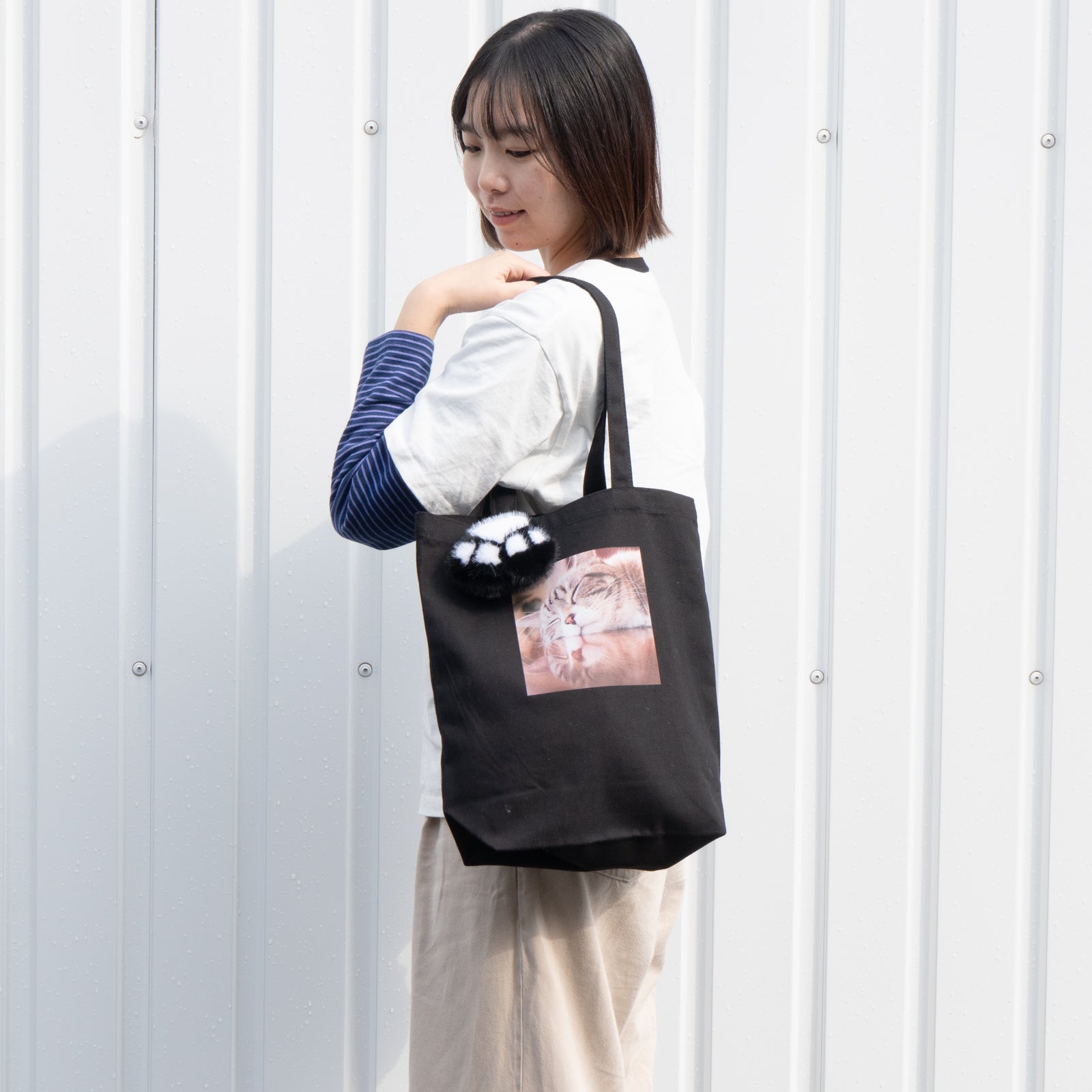 うちのこPHOTOトートバッグ・M  /ブラック