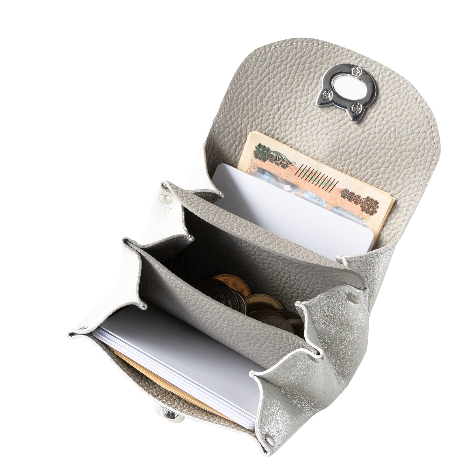 [1/1 (Wed) ~ 1/3 (Fri) 3-day limited time sale] Sparkling Shell Wallet CAT / Silver