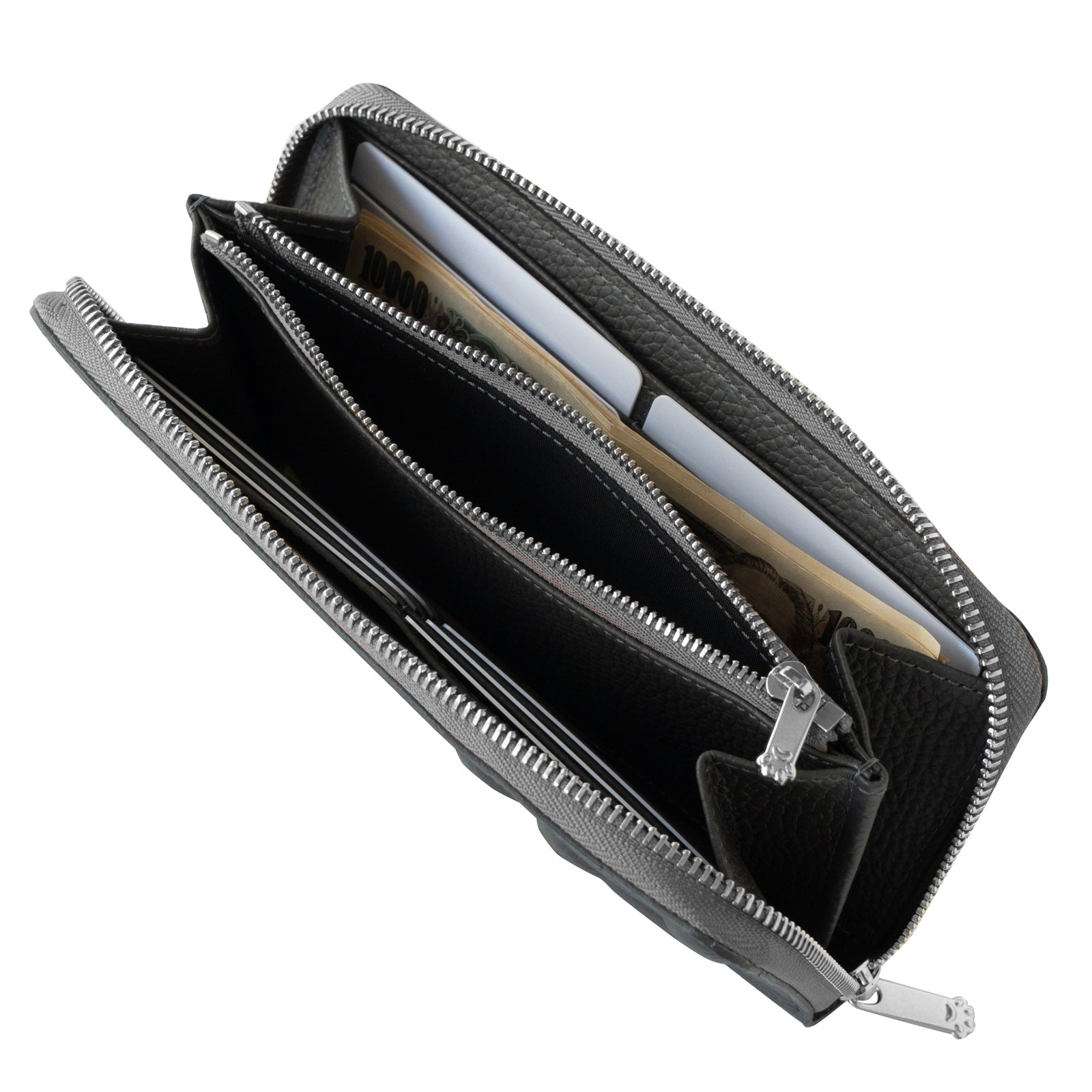 【12/7(日)22:00～ 26時間限定販売】【数量限定】PAWラウンドファスナー長財布   キュイール・マッシュ  /  グラファイト