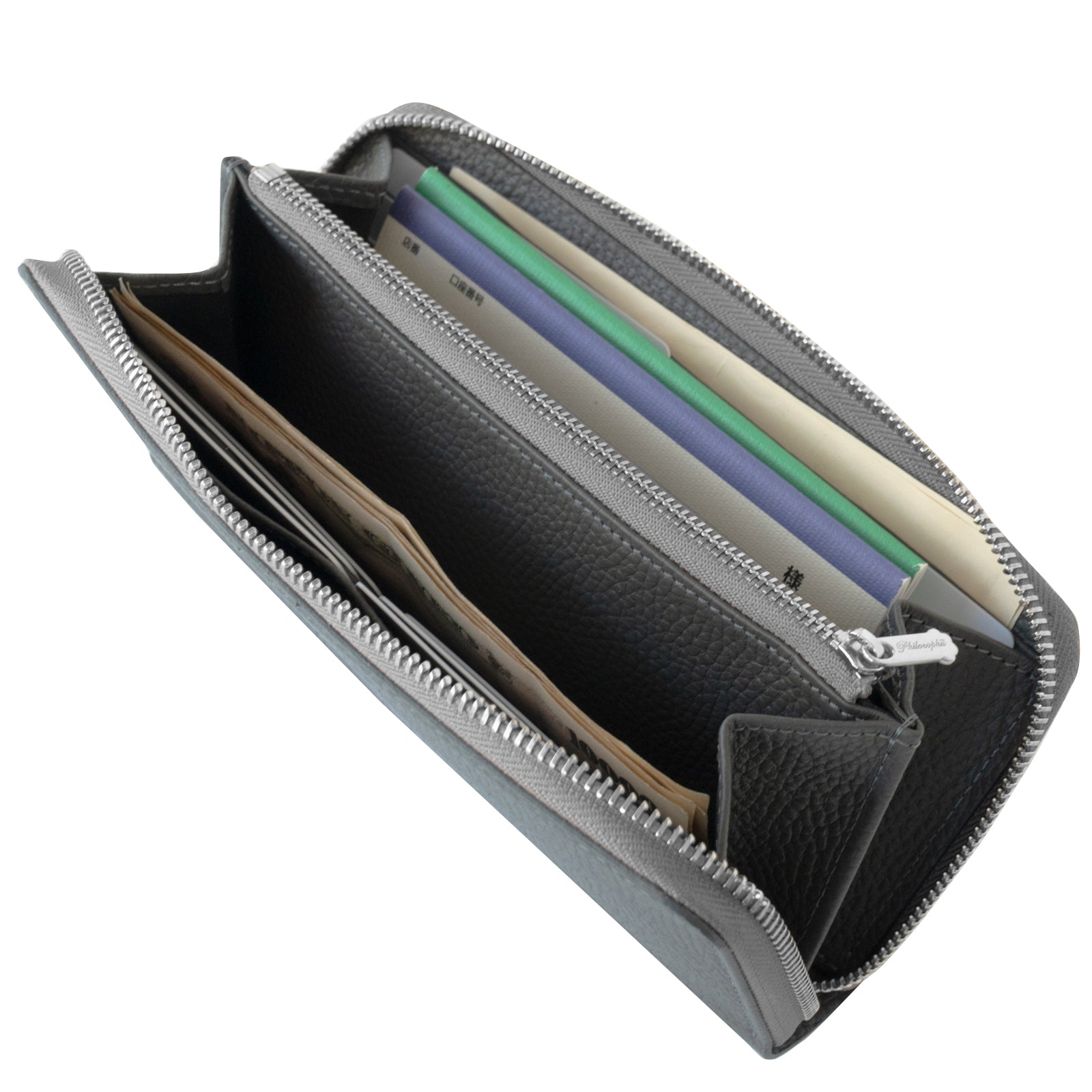 【12/7(日)22:00～ 26時間限定販売】【数量限定】PAWラウンドファスナー長財布   キュイール・マッシュ  /  グラファイト