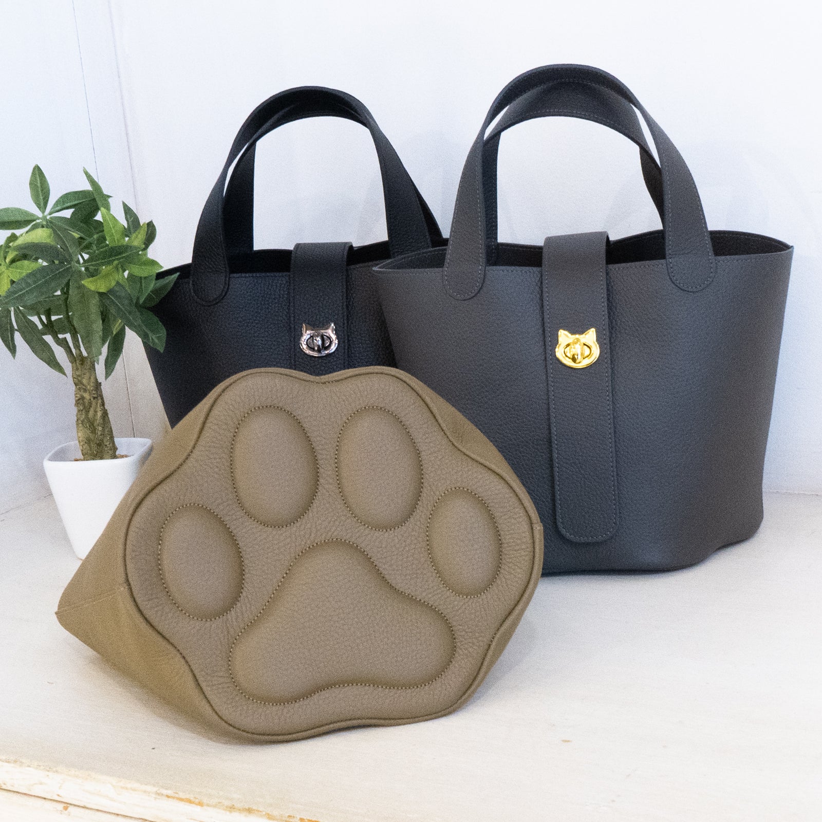 Baguette Bag PAW Cuir Mache / Taupe