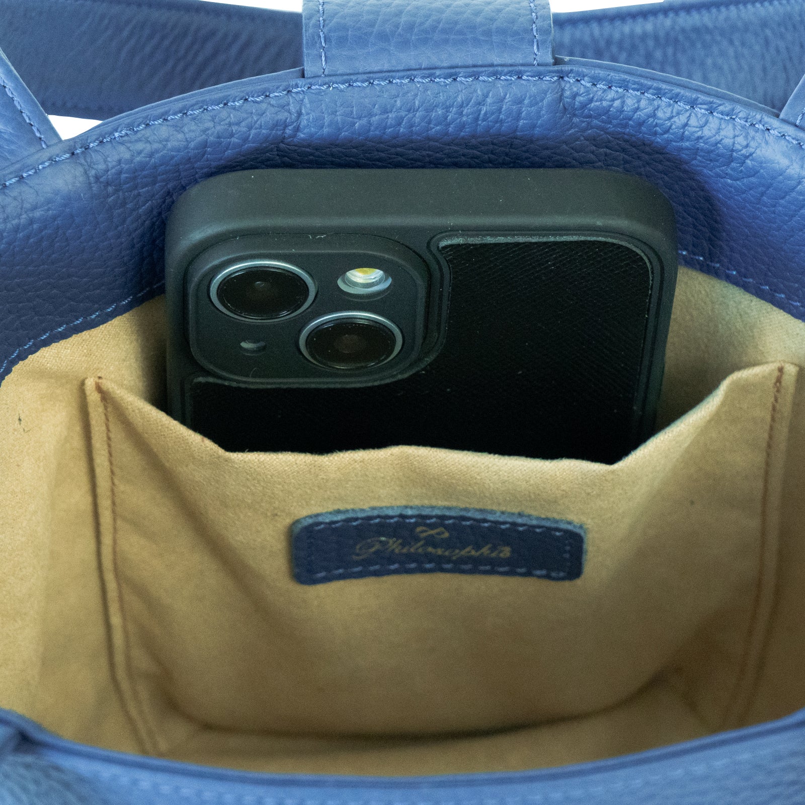 チェーンショルダー付きミニバッグ・PAW  (パウ)   キュイール・マッシュ  / ロイヤルブルー