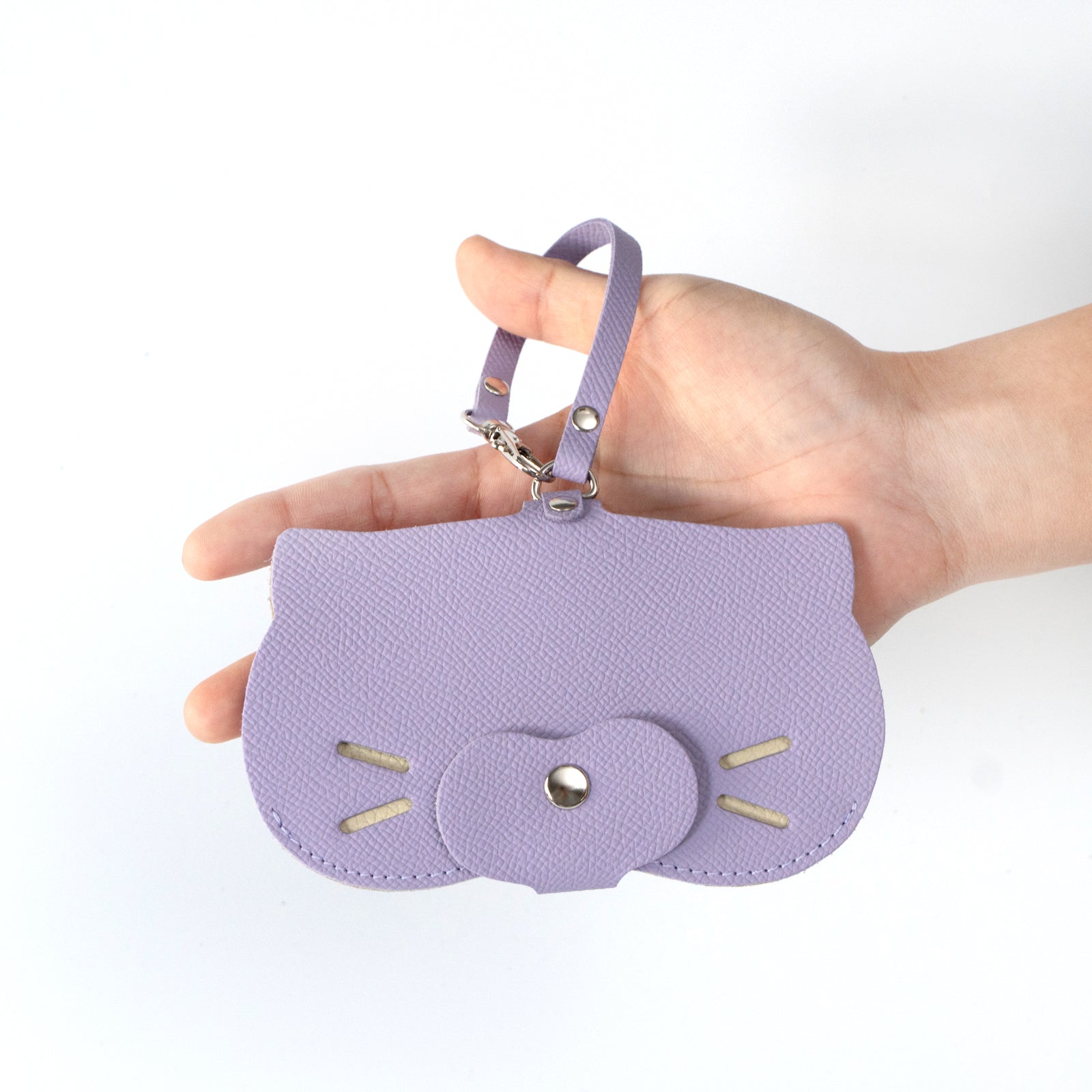 にゃんフェイス めがねケース   キュイール・ミネルバ  /  ラベンダー