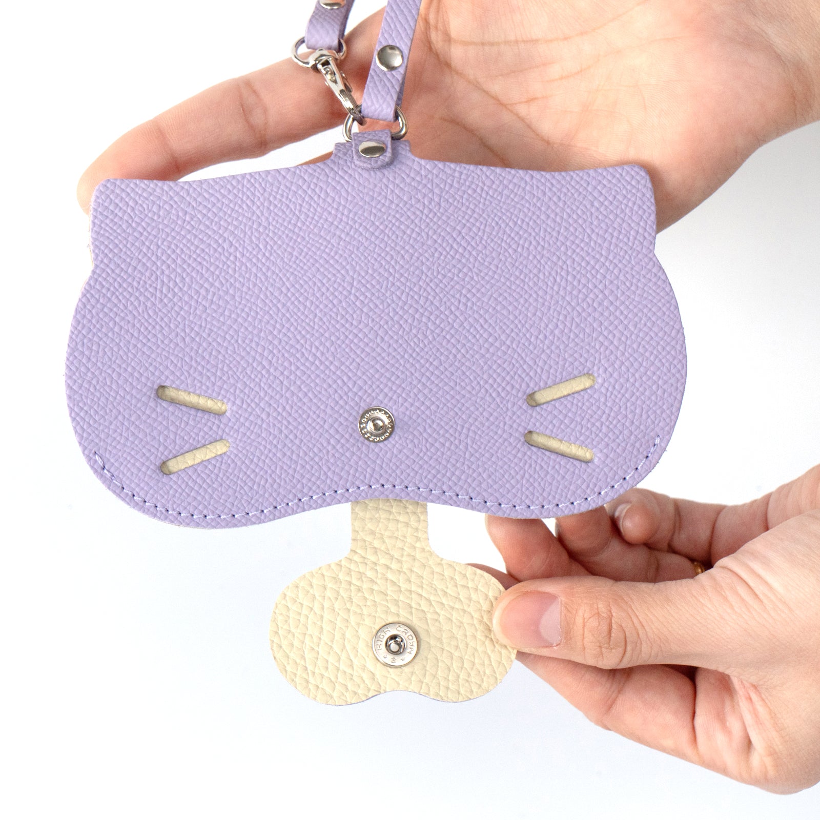 にゃんフェイス めがねケース   キュイール・ミネルバ  /  ラベンダー