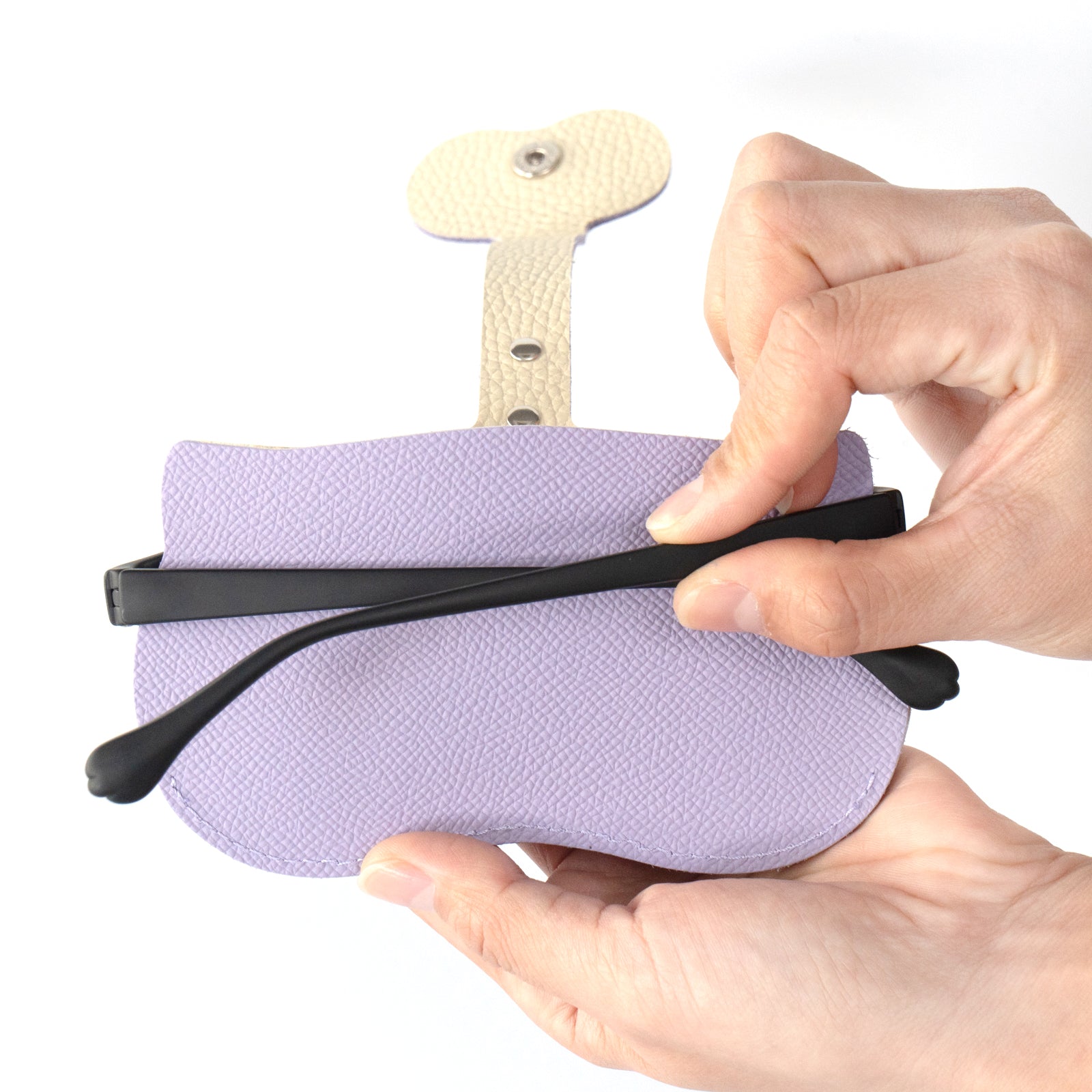 にゃんフェイス めがねケース   キュイール・ミネルバ  /  ラベンダー