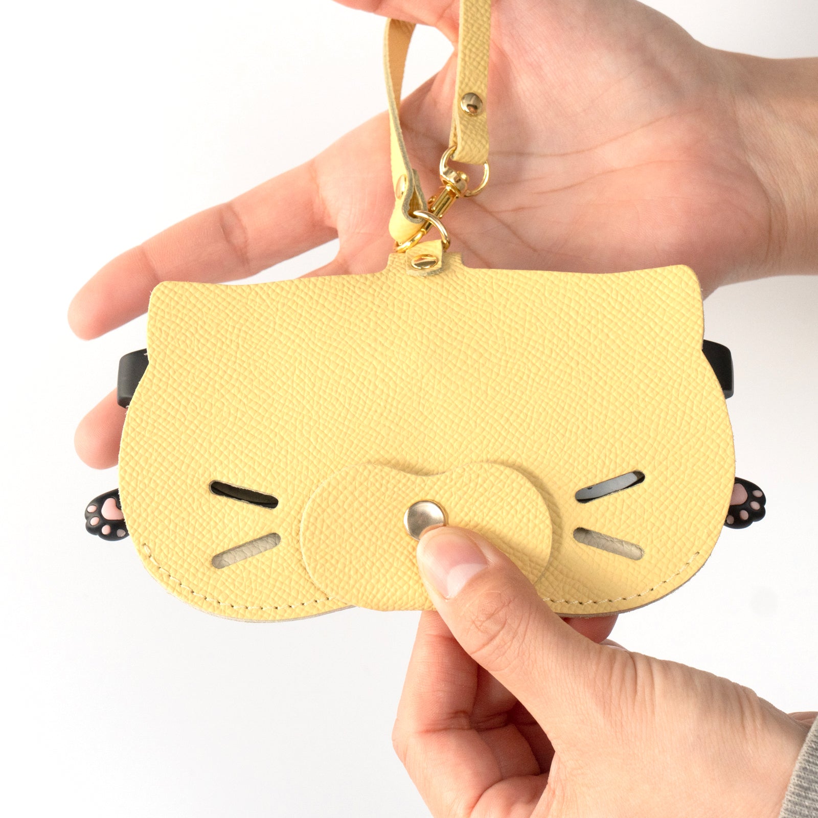 にゃんフェイス めがねケース   キュイール・ミネルバ  /  カナリア