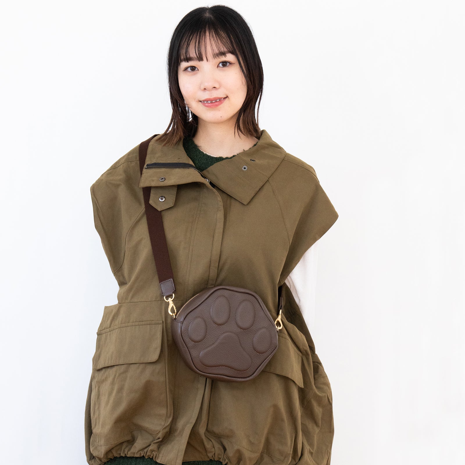 PAWポシェット  キュイール・マッシュ  /  チョコ