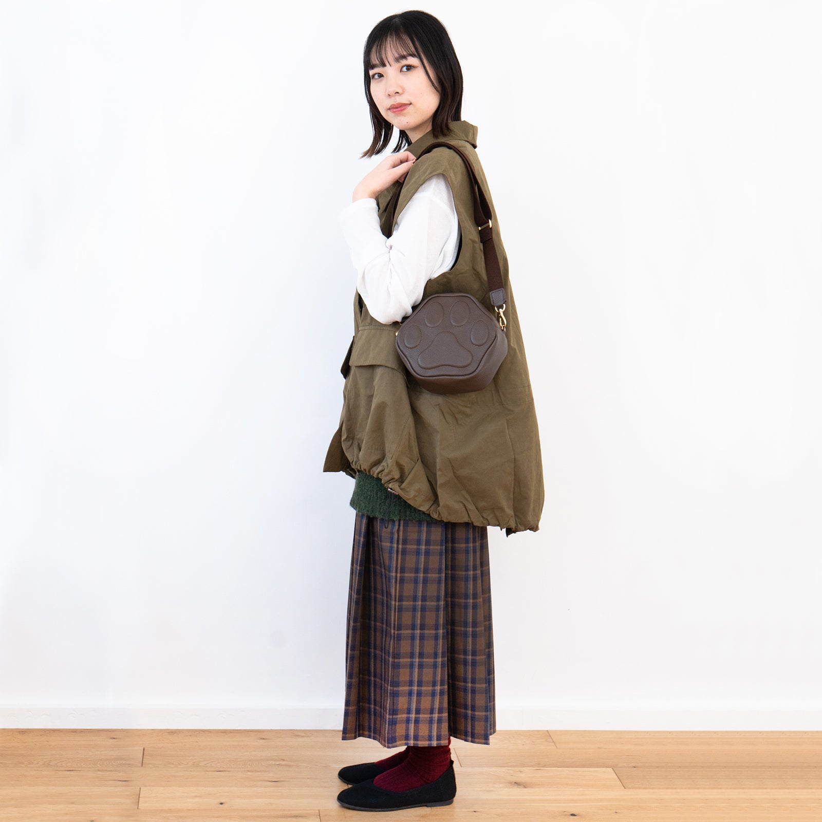 PAWポシェット  キュイール・マッシュ  /  チョコ