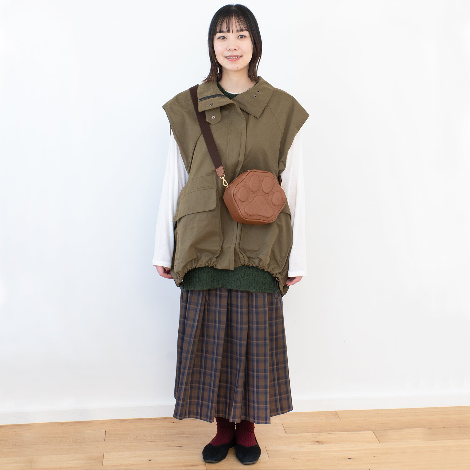 PAWポシェット  キュイール・マッシュ  /  キャメル