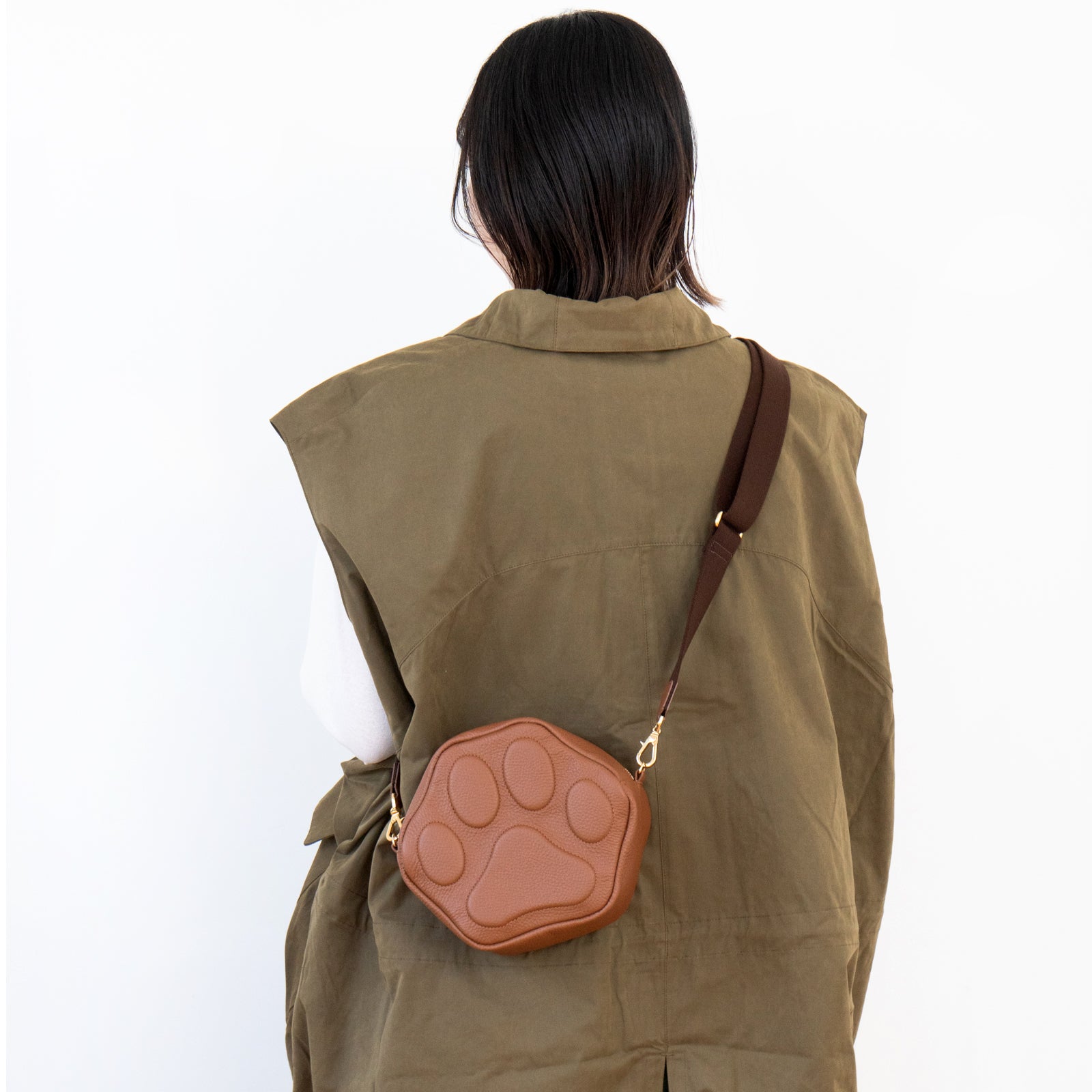 PAWポシェット  キュイール・マッシュ  /  キャメル