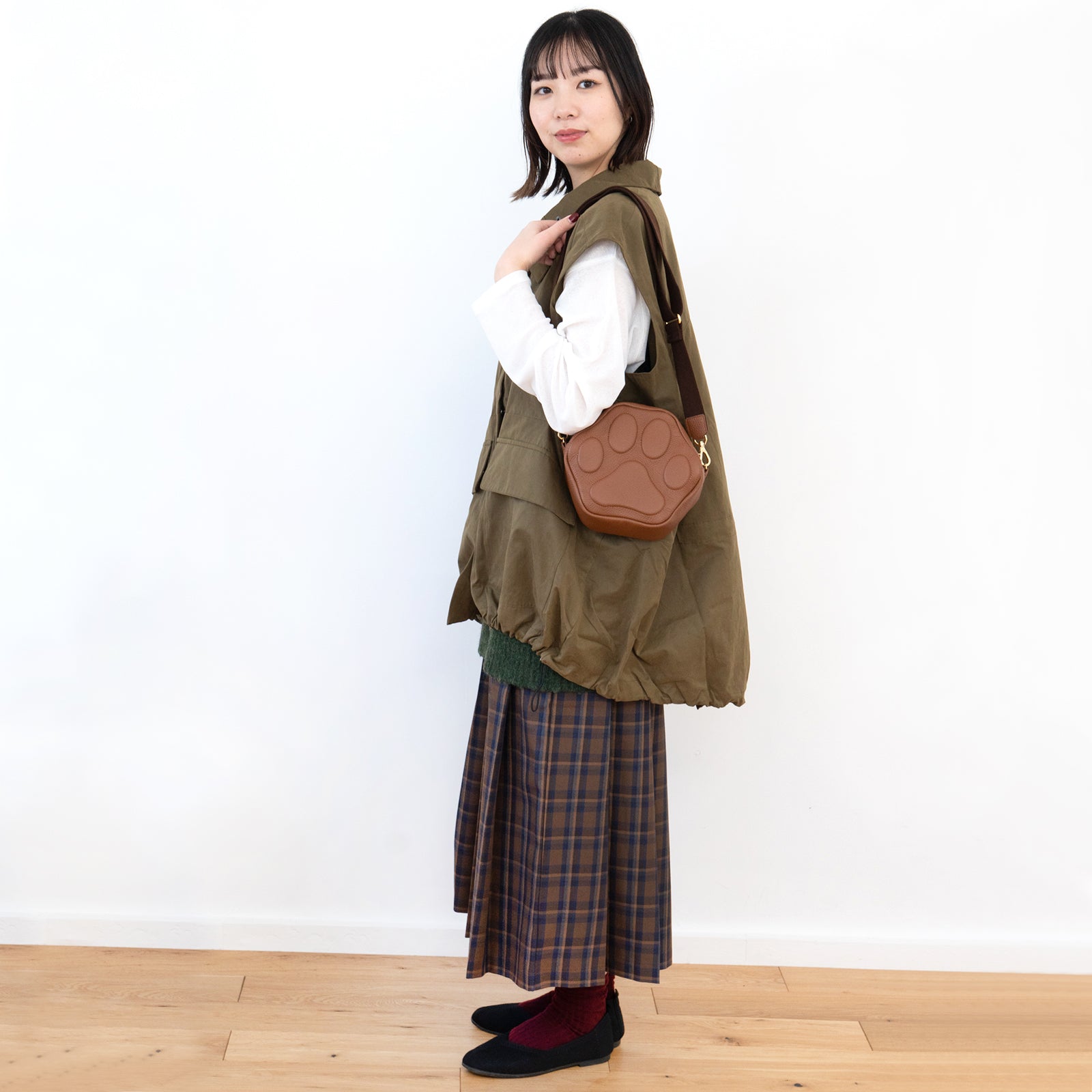 PAWポシェット  キュイール・マッシュ  /  キャメル