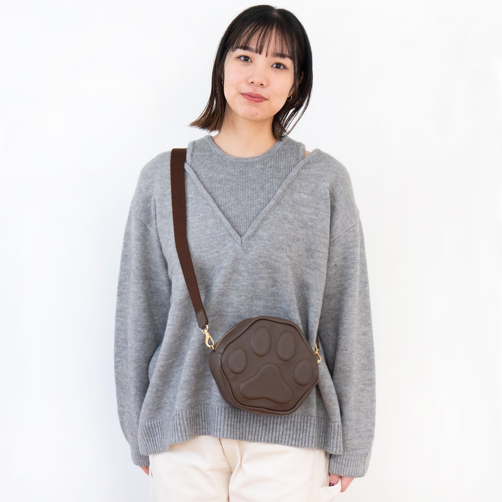 PAWポシェット  キュイール・マッシュ  /  チョコ